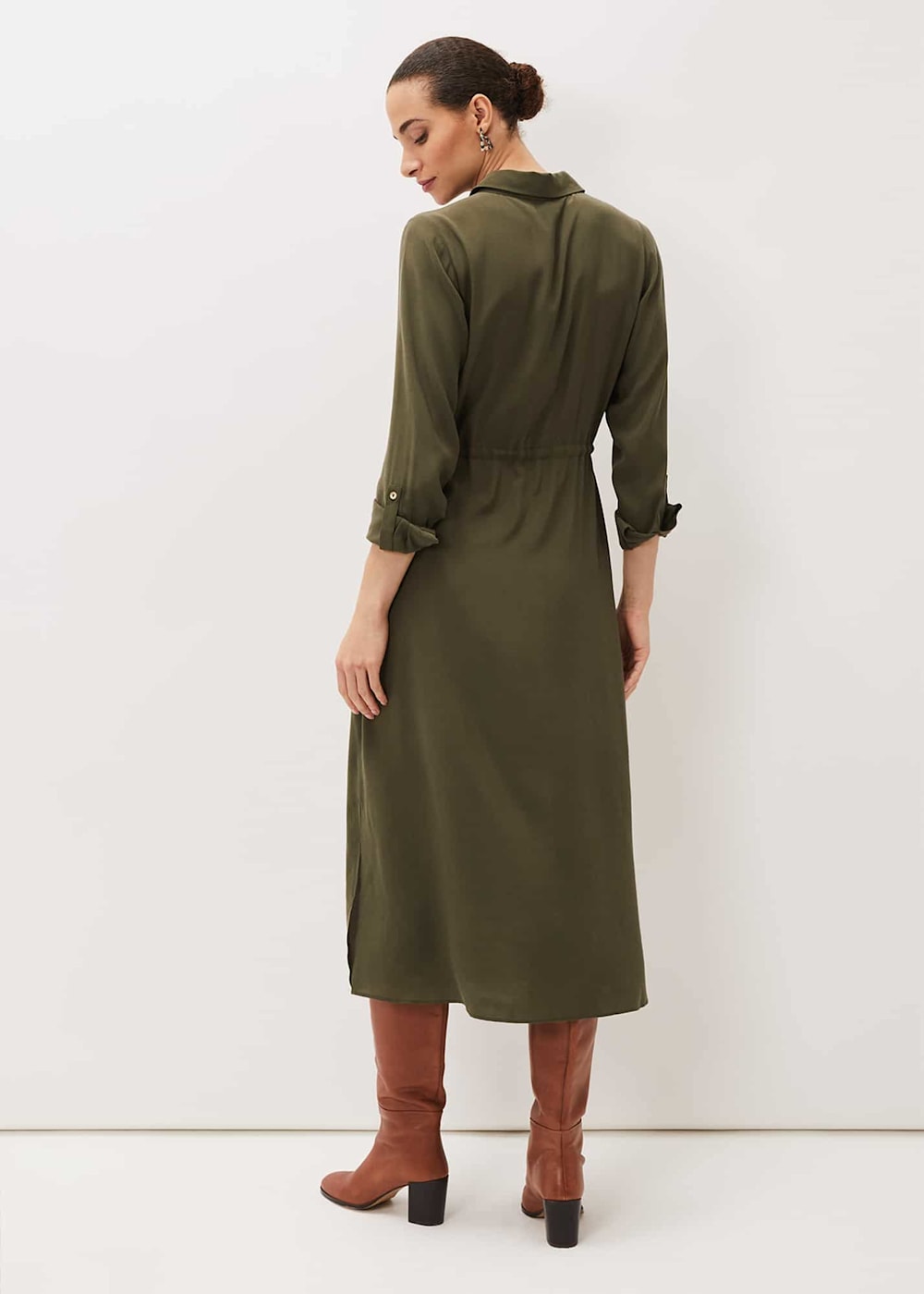Khaki midi dress uk top