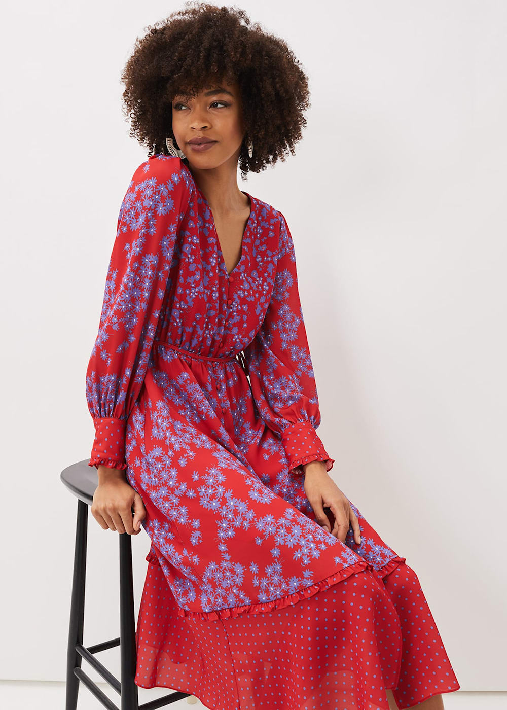 Zahara Floral And Spot Print Dress Phase Eight UK