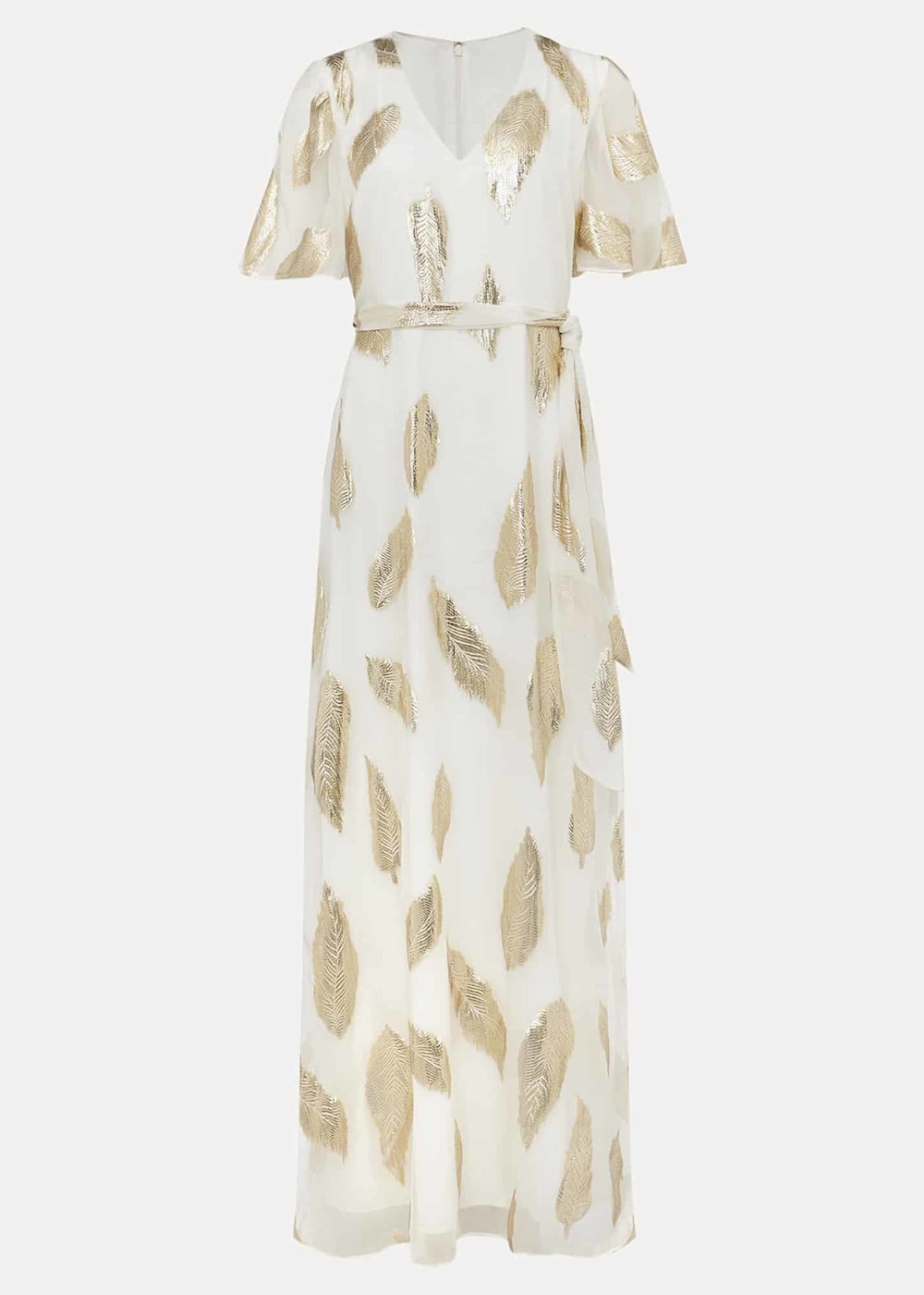 Larah Feather Print Silk Jacquard Maxi Dress Phase Eight UK