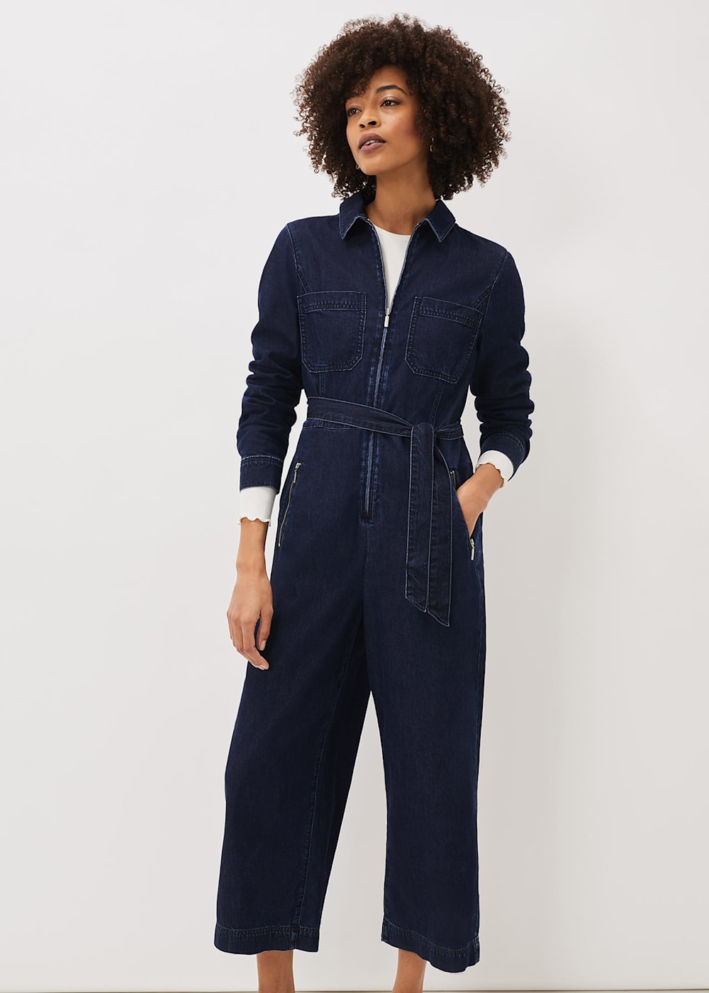 Wide leg jumpsuit denim hot sale