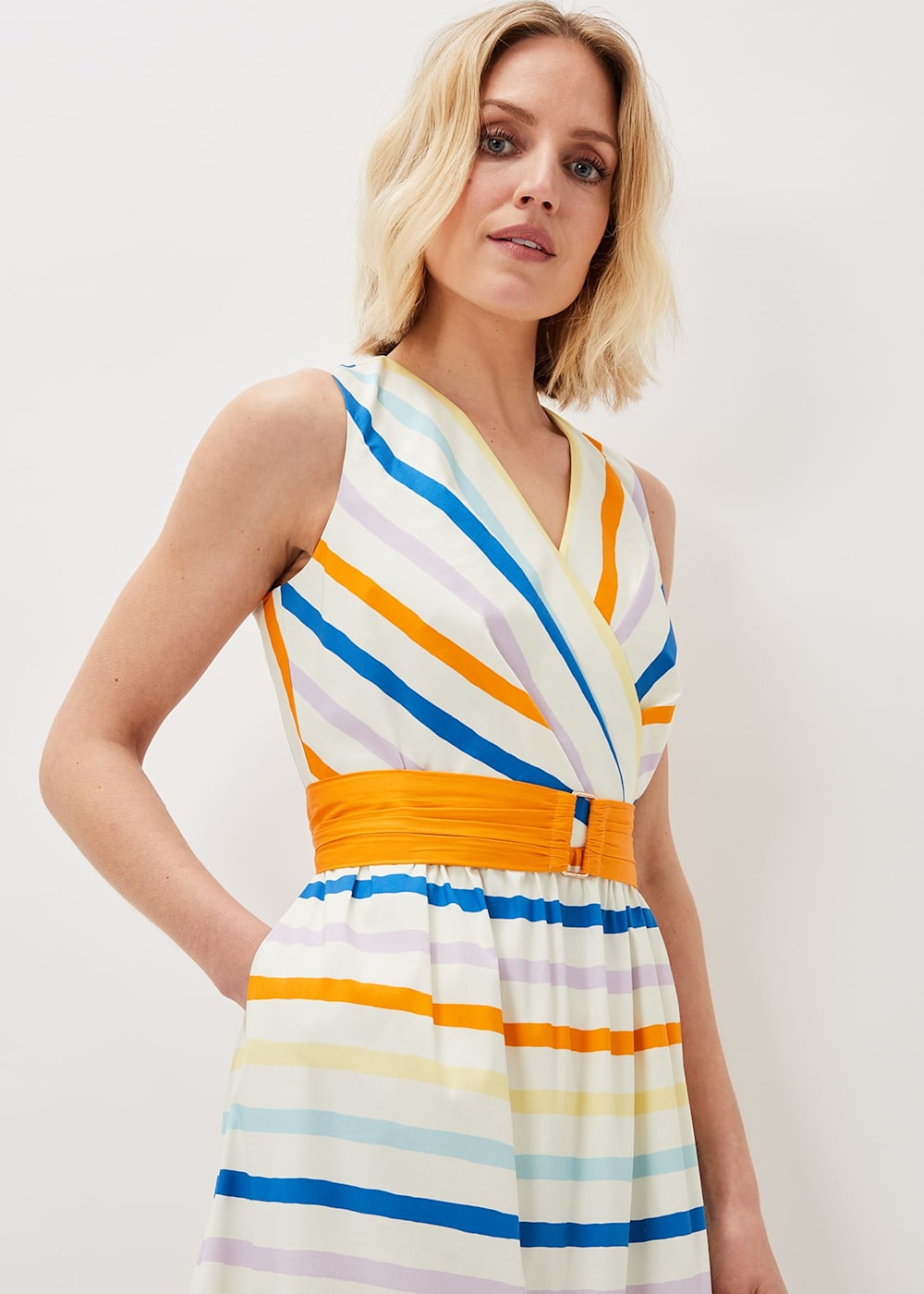 Riley Cotton Striped Midi Dress Phase Eight UK