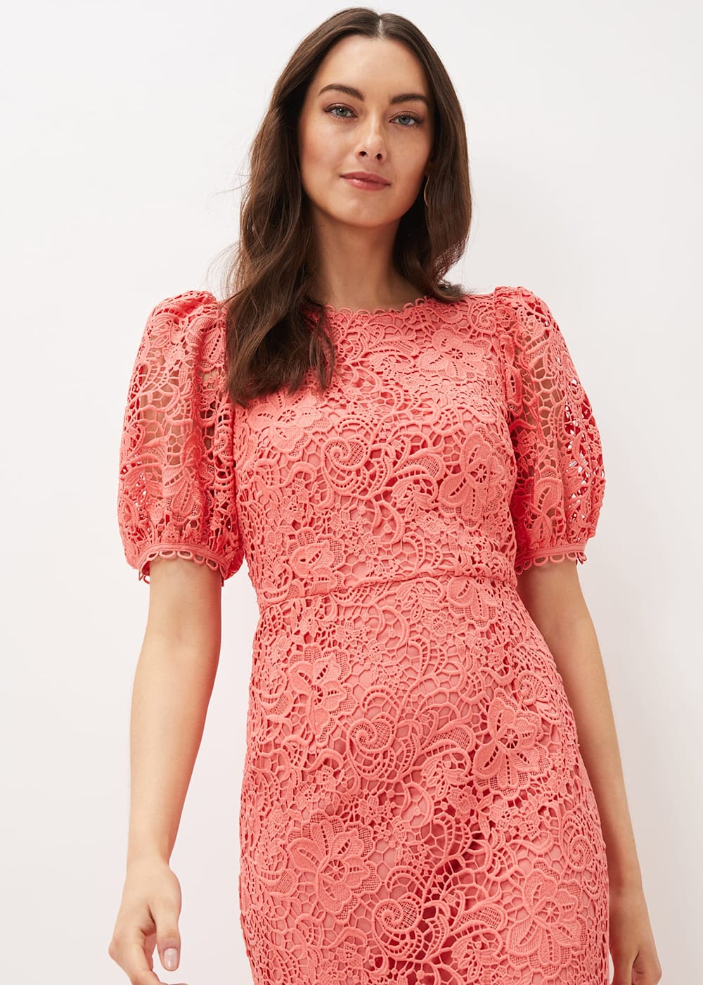 Pink lace fishtail dress cheap