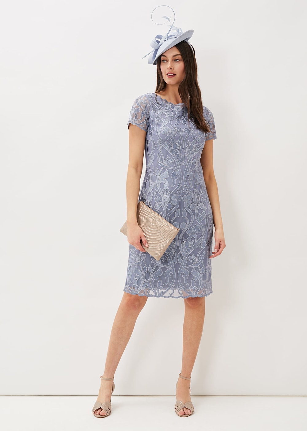 Phase eight fern embroidered dress navy store