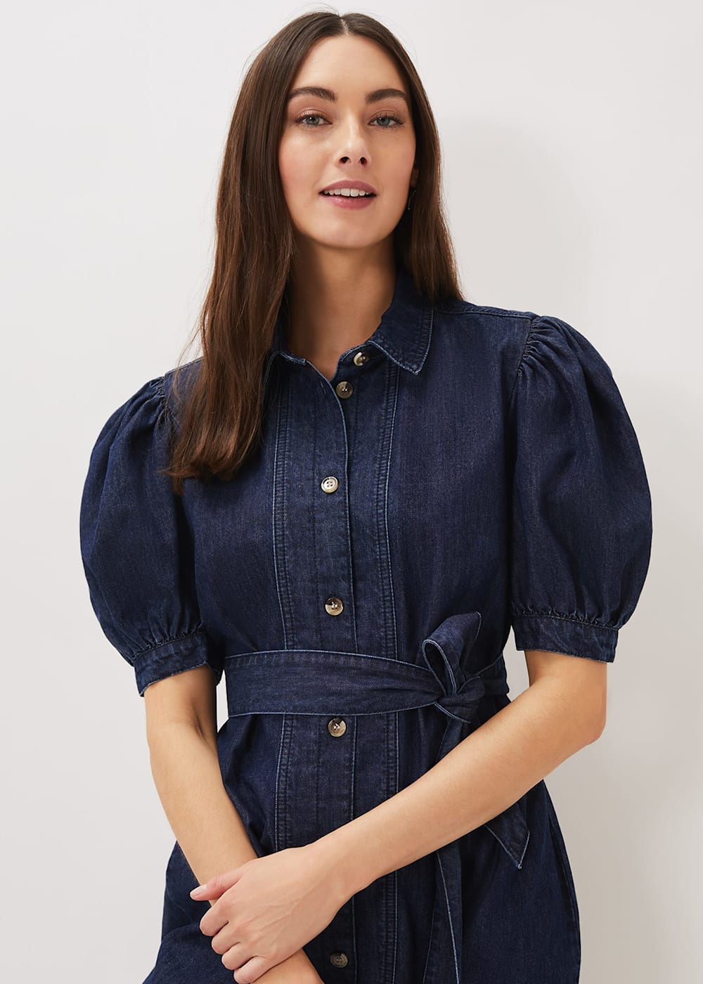 Josephine Denim Puff Sleeve Dress Phase Eight ROW