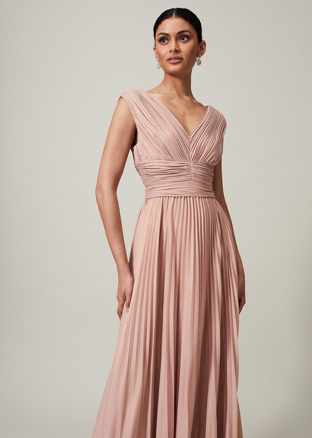 Pleated evening dress outlet