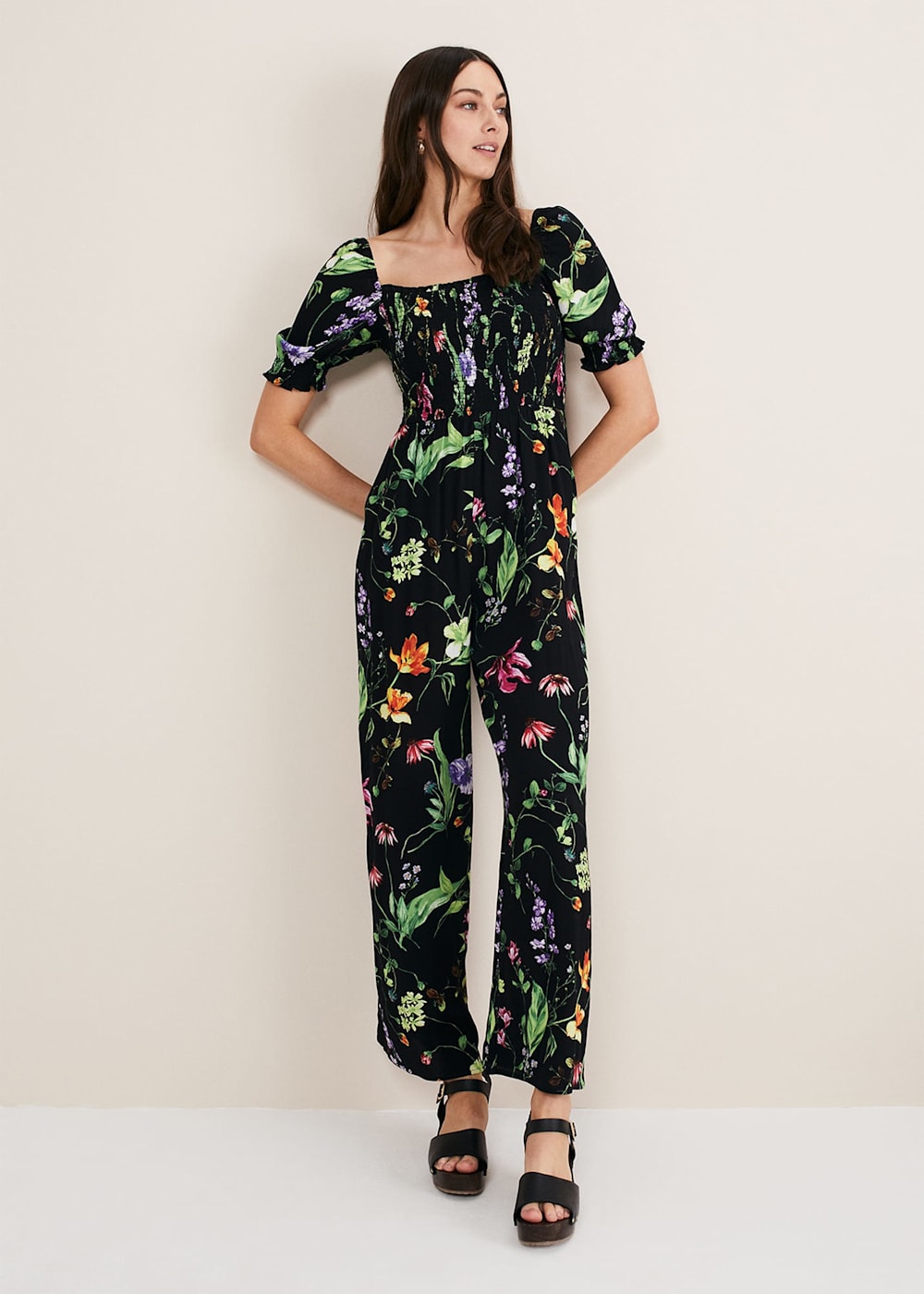 Zaylah Floral Shirred Waist Jumpsuit Phase Eight UK
