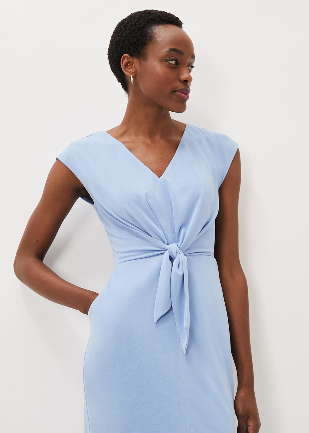 Light blue wrap around dress deals