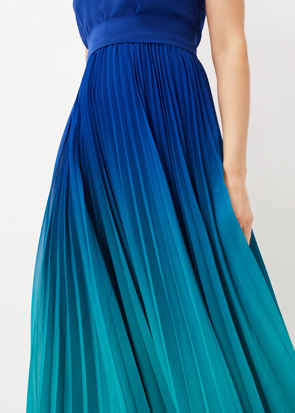 Cobalt Blue Ombre Midi Dress with Pleated Skirt Phase Eight Phase Eight ROW