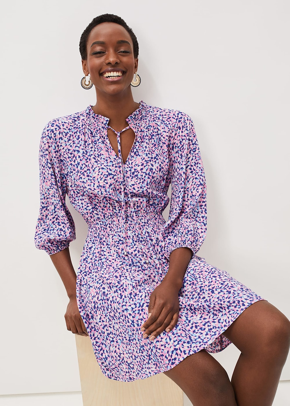 Printed short dress cheap