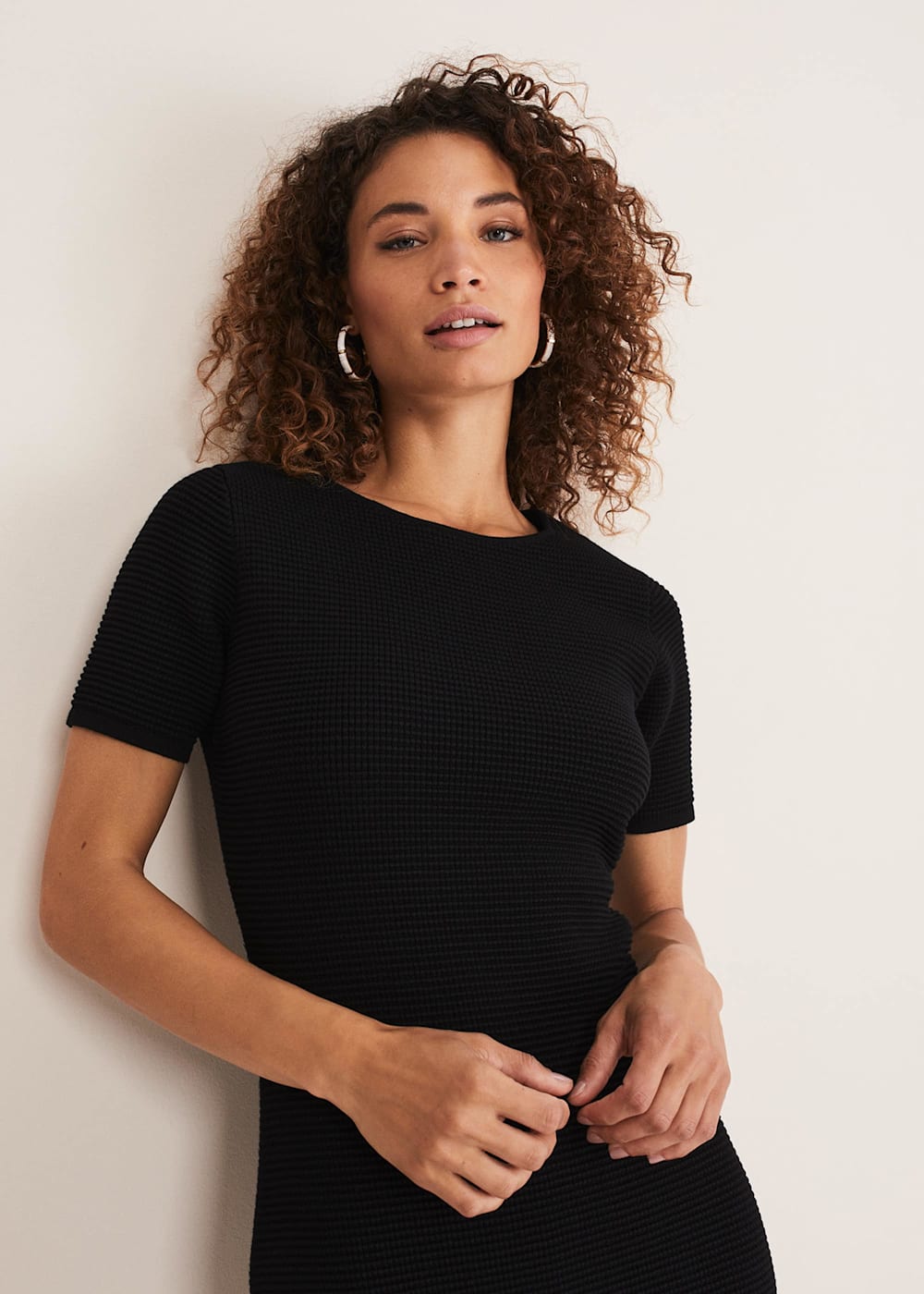 Elsa Ribbed Short Sleeve T Shirt Dress Phase Eight UK