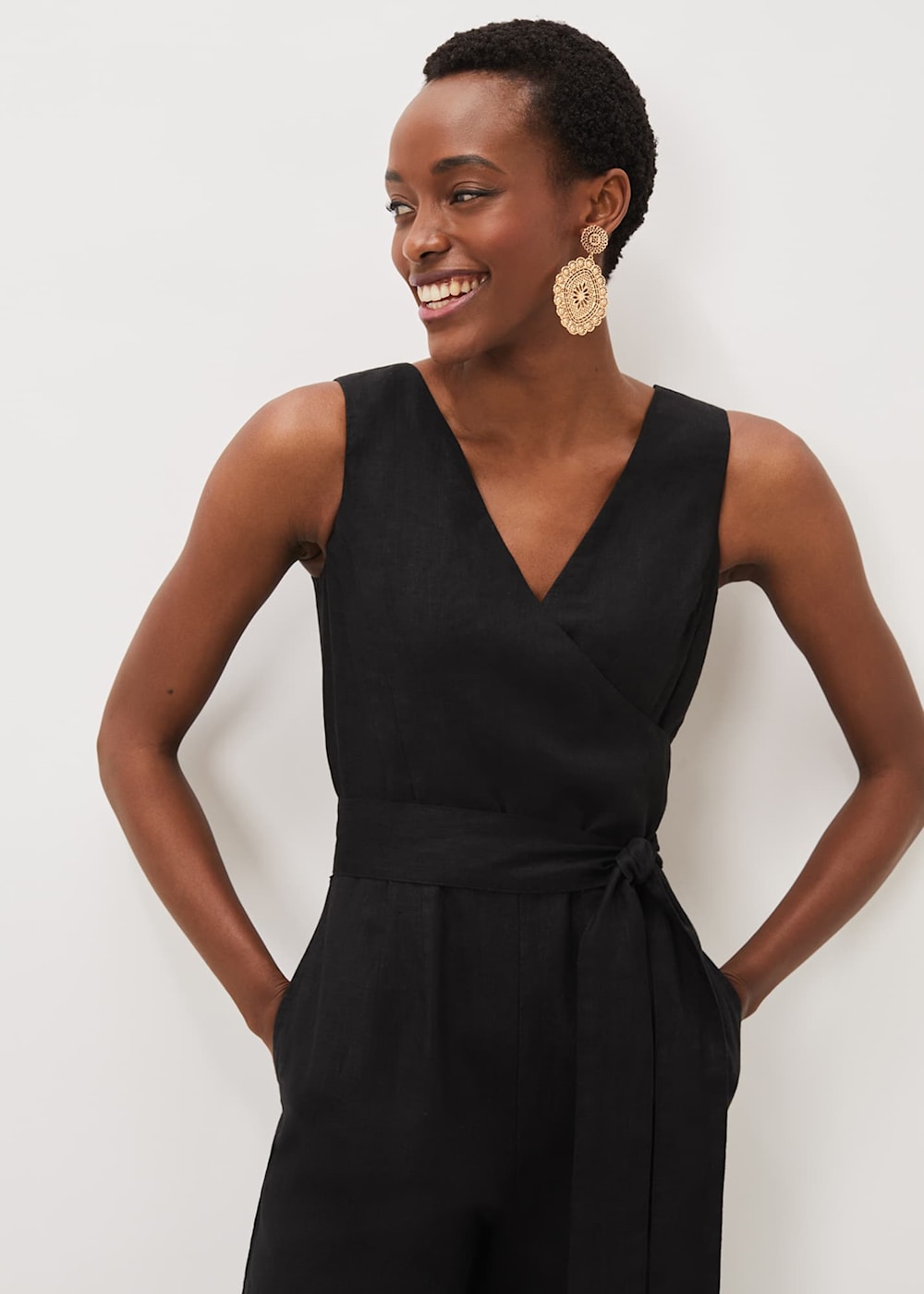 Alenna Linen Wrap Jumpsuit Phase Eight UK