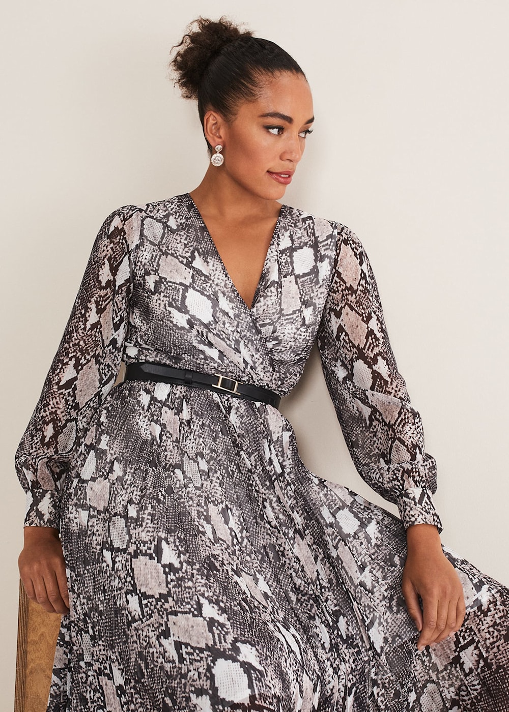 Phase Eight Dani Animal Print Dress Black Multi Size 16