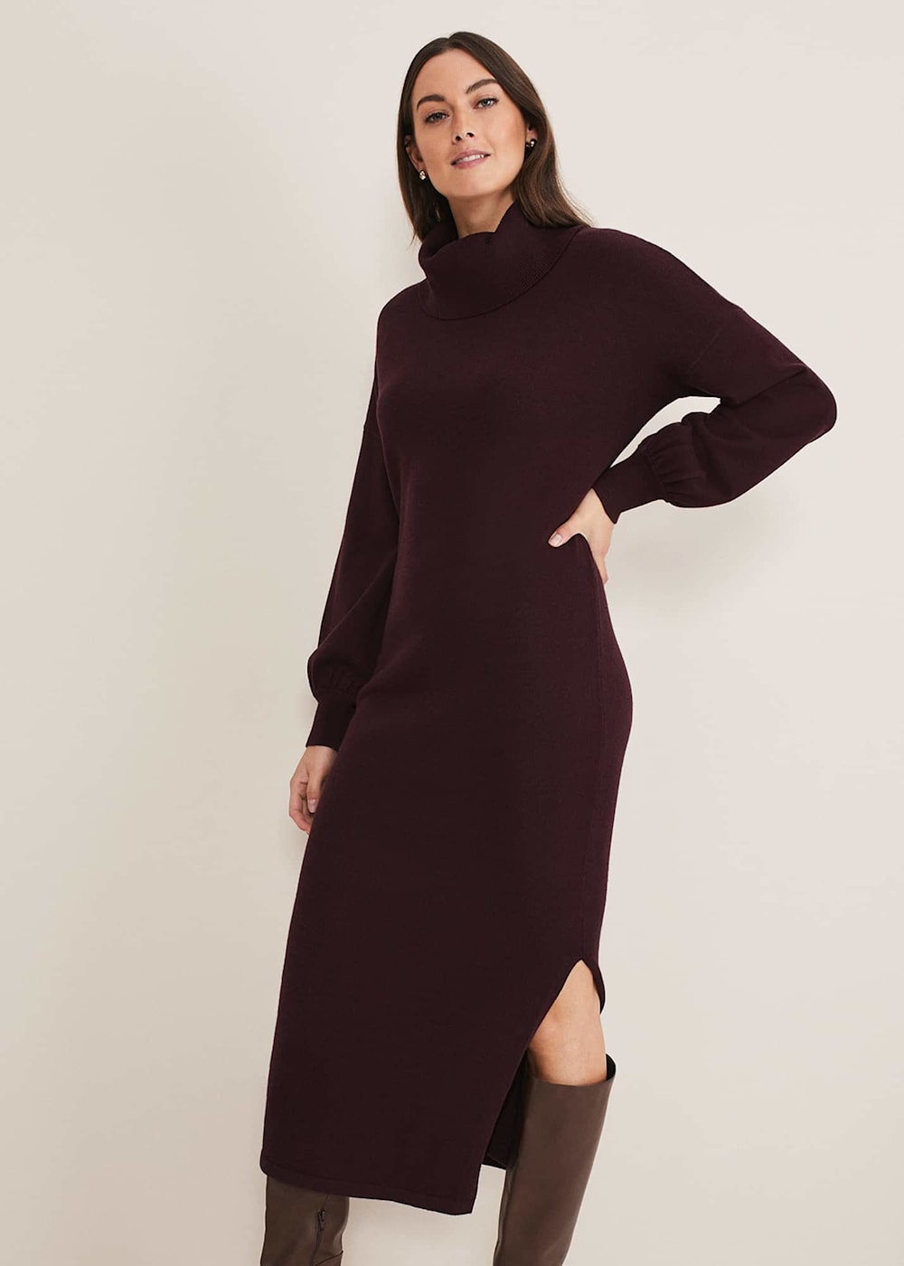 Roll neck knit dress sales