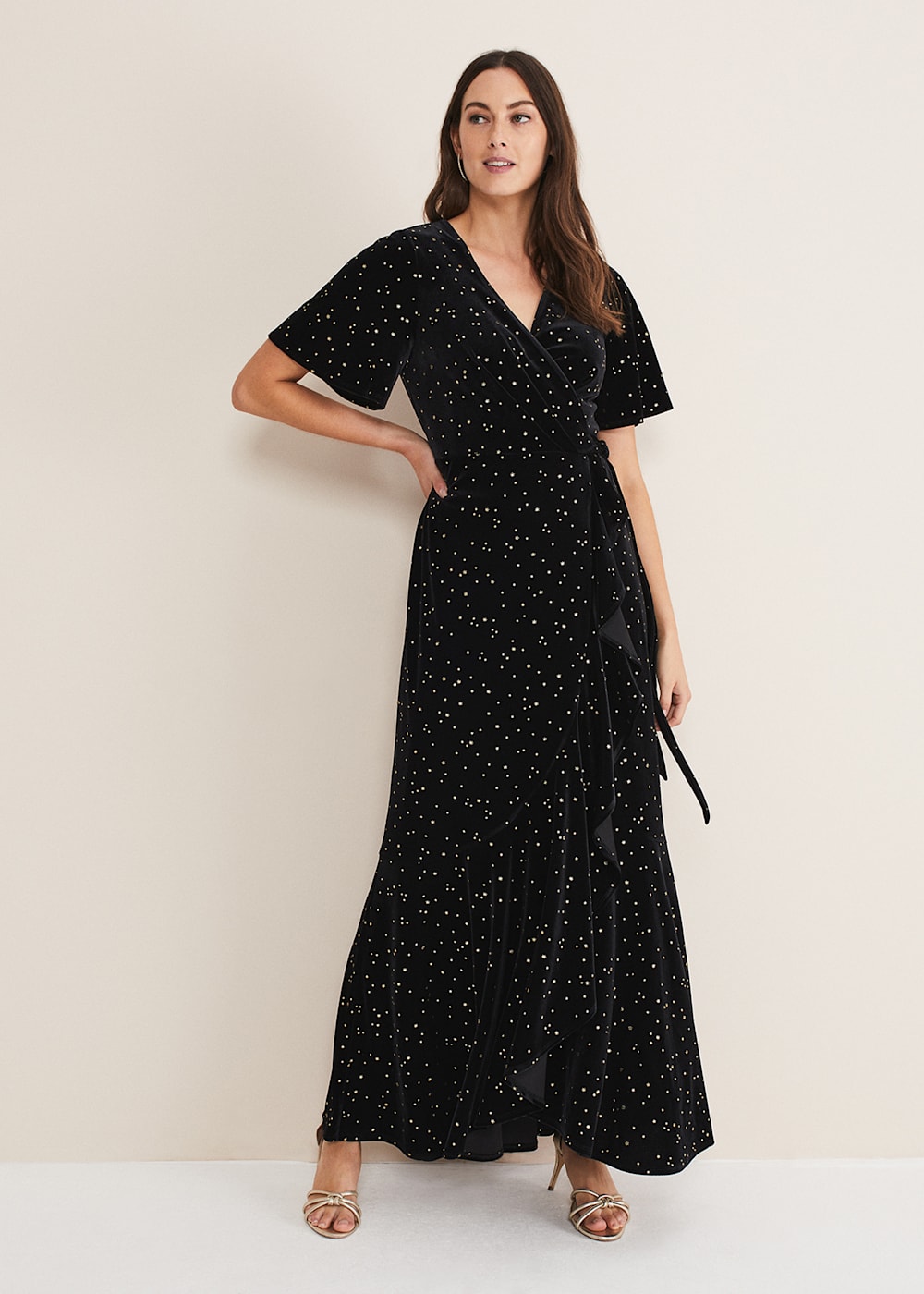 Holly Velvet Star Wrap Maxi Dress Phase Eight UK
