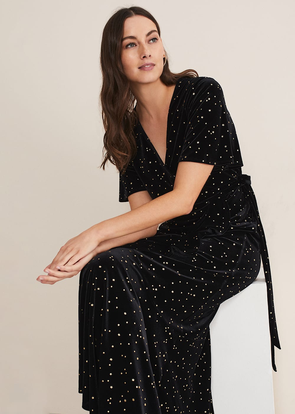 Holly Velvet Star Wrap Maxi Dress Phase Eight ROW