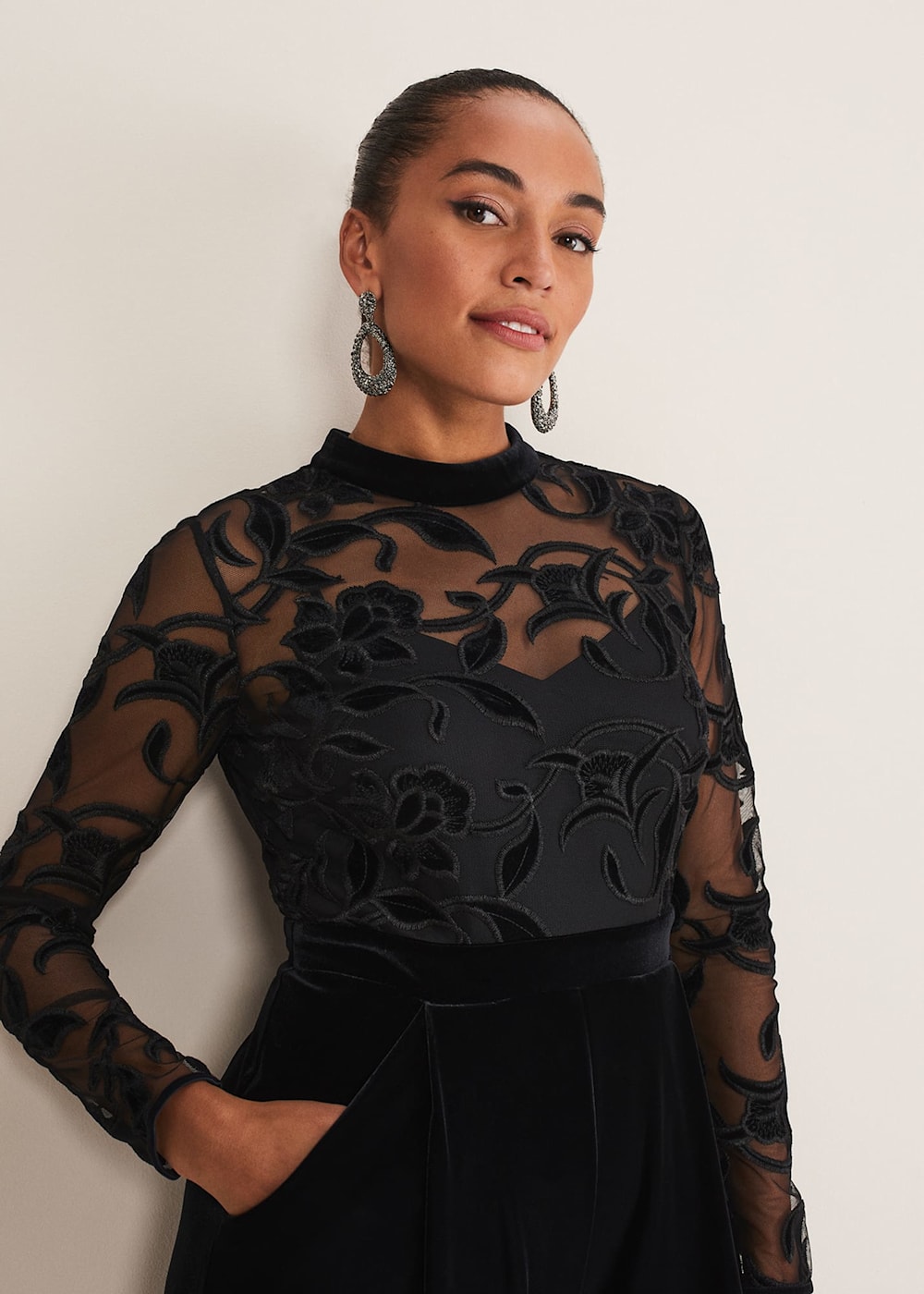 Phase eight lacy velvet jumpsuit hotsell