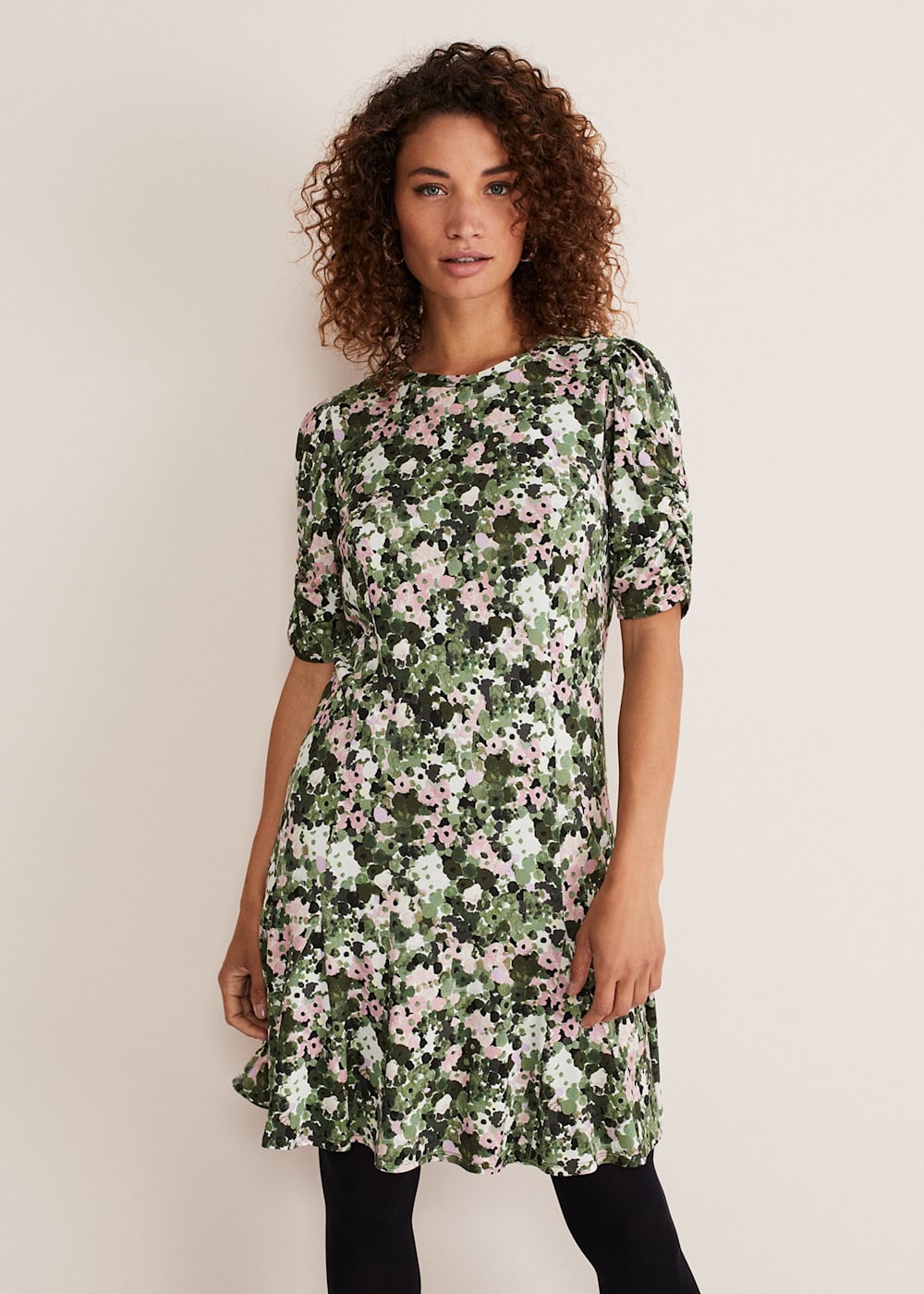 Printed jersey dress online