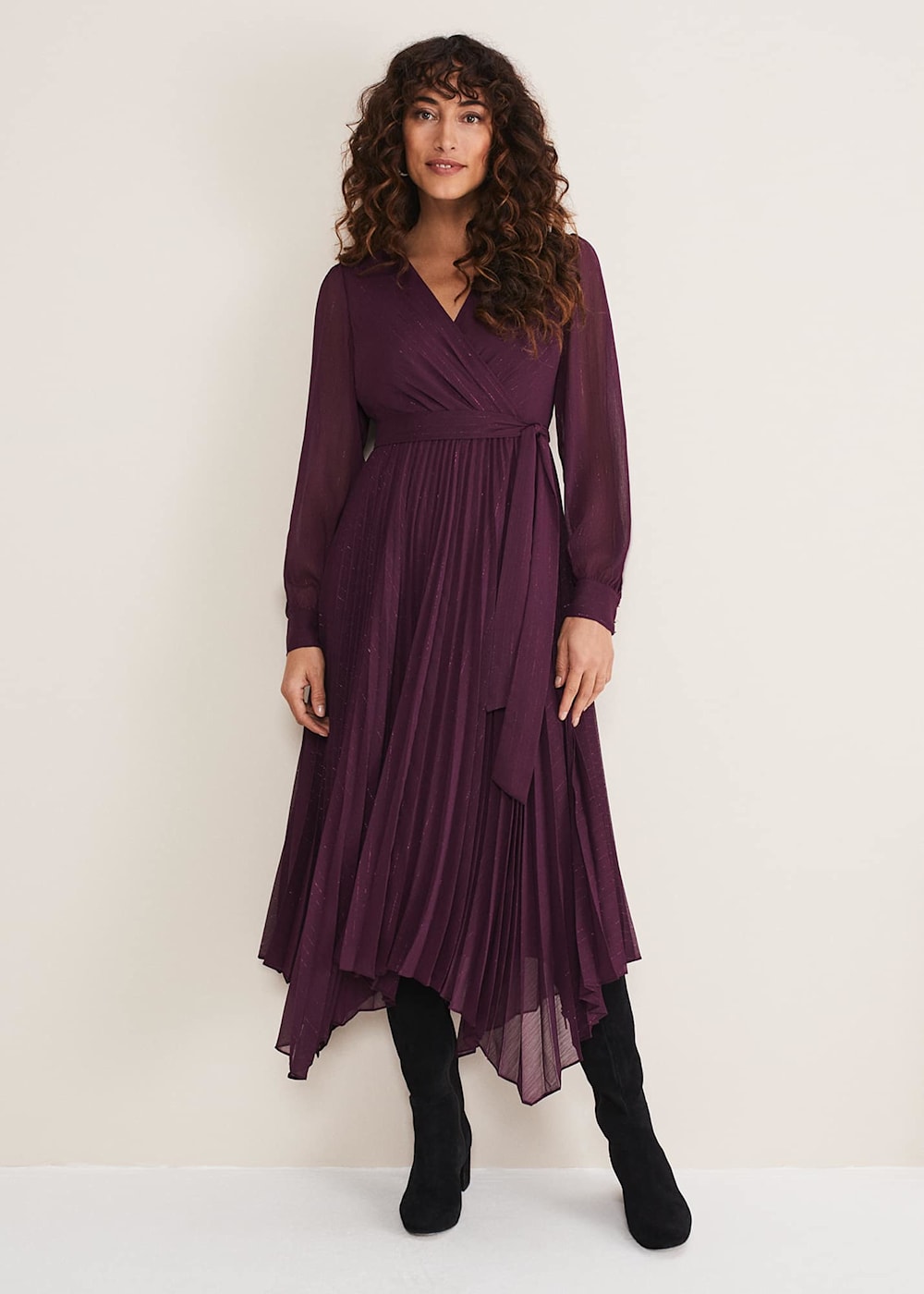 Dani Pleated Belted Midi Dress Phase Eight UK