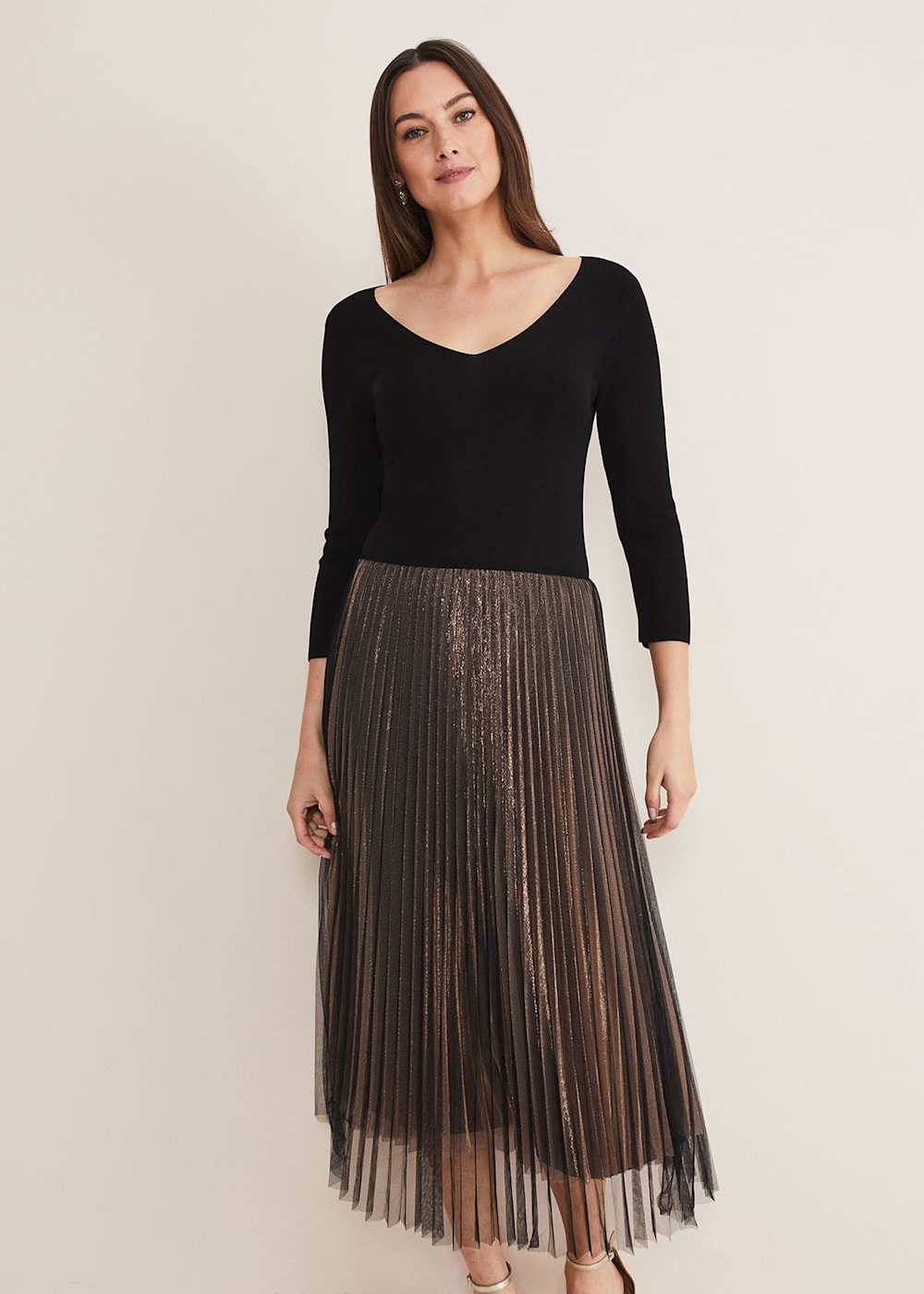 Rayen Pleated Mesh Skirt Dress Phase Eight UK