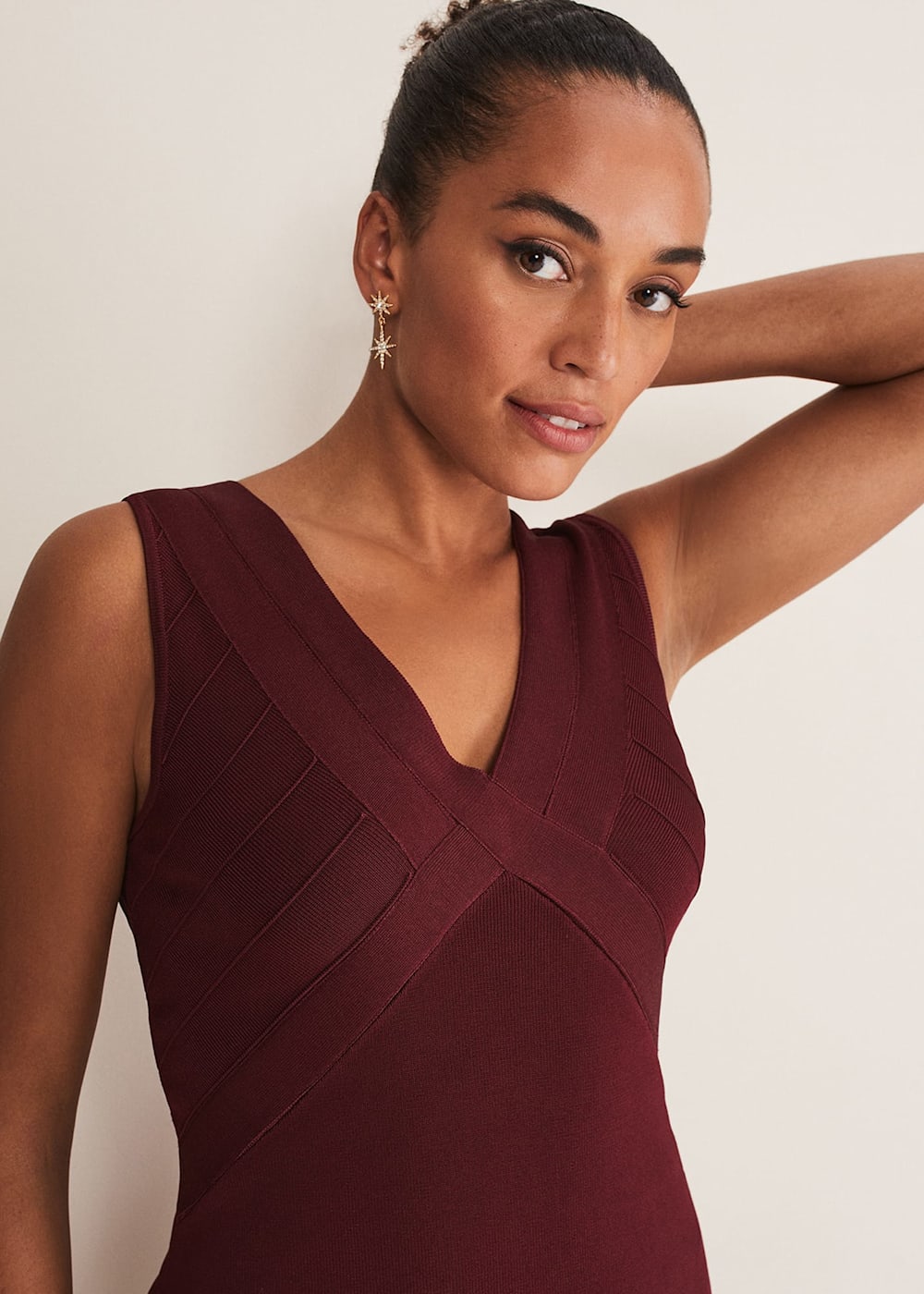 Burgundy bandage dresses 2025
