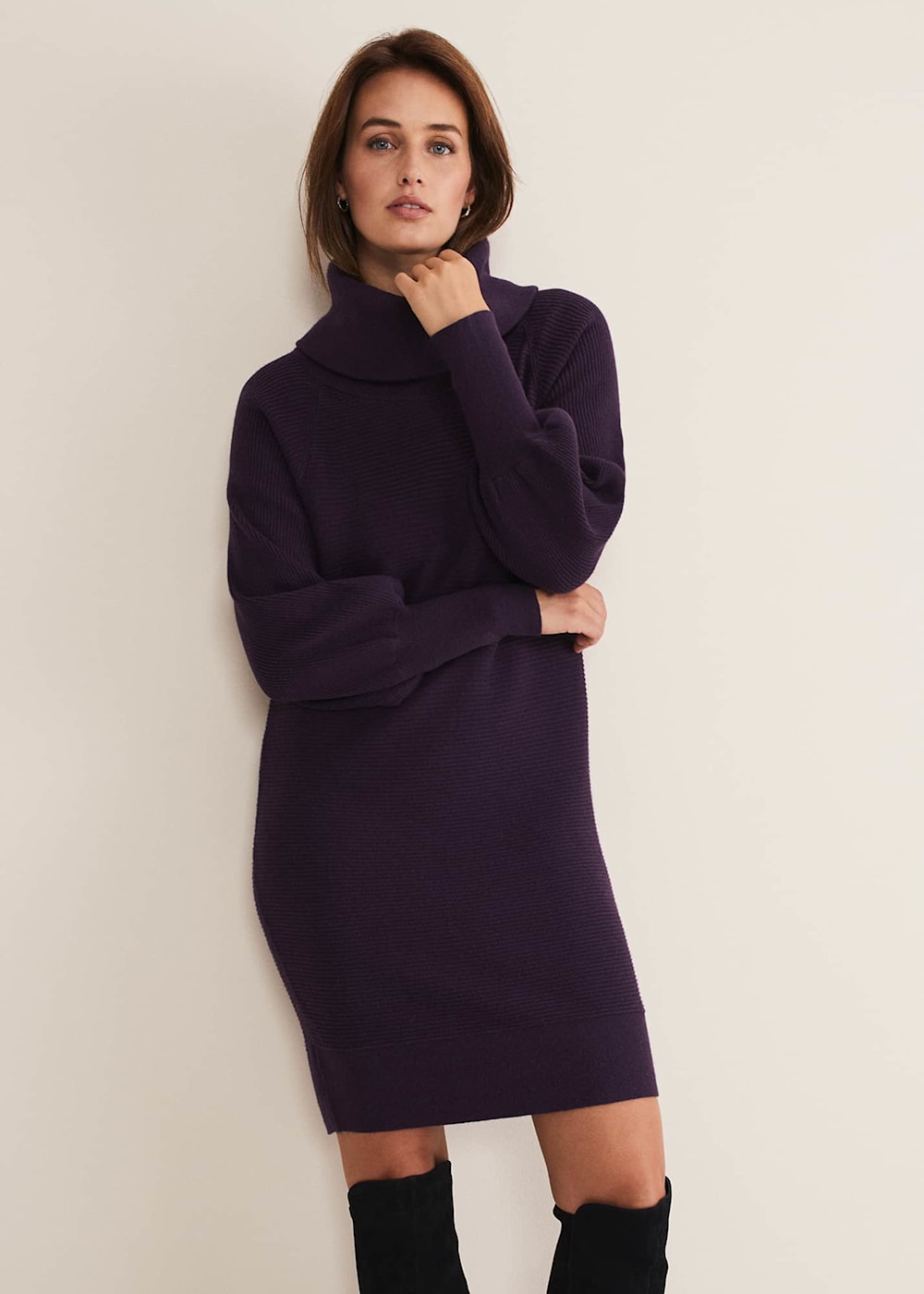 Cowl neck knit dress store