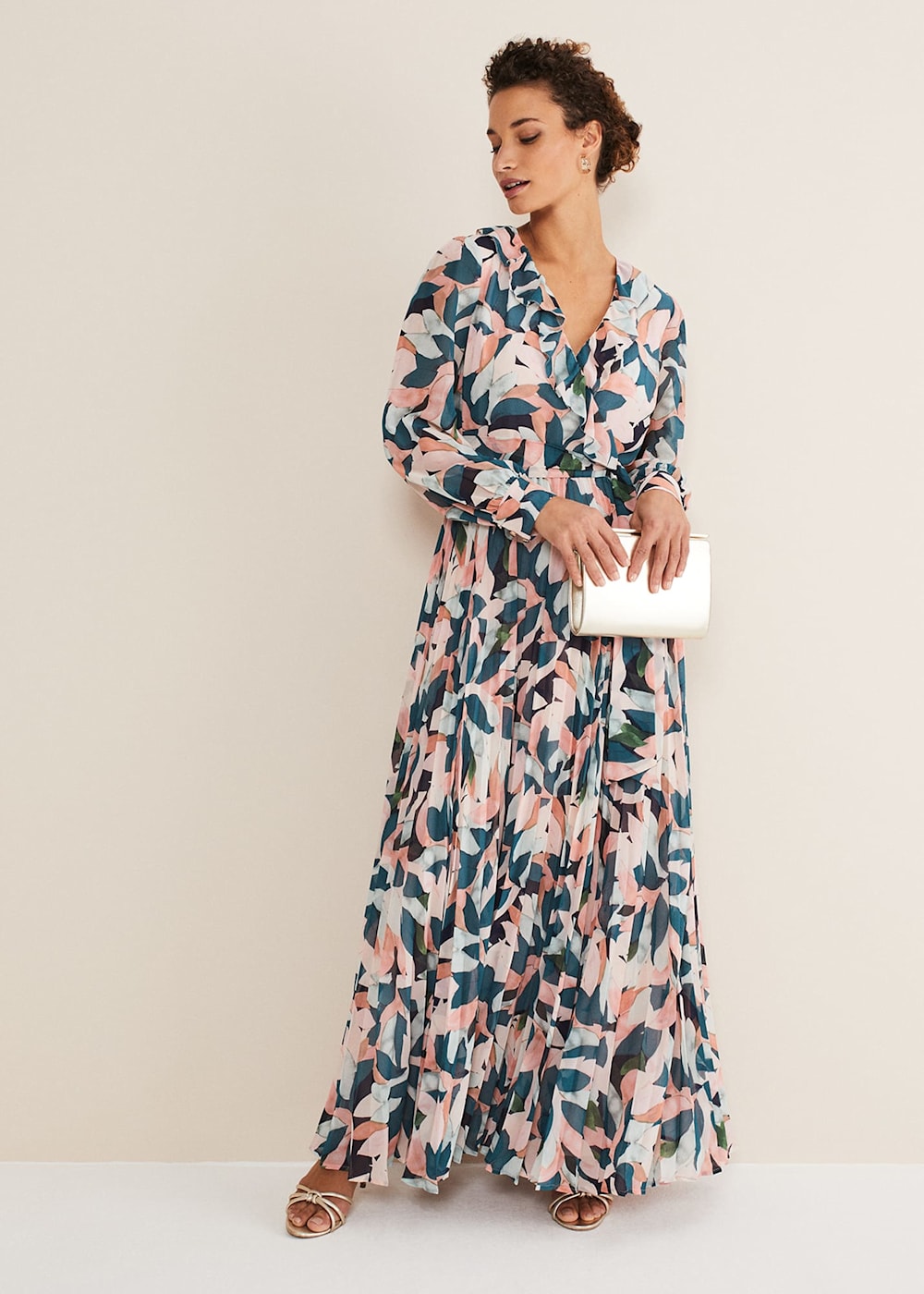 Long sleeve pastel maxi dress clearance