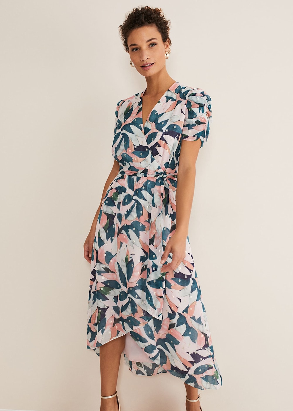 Pastel Floral Print Midaxi Wrap Dress Short Sleeves Phase Eight Phase Eight UK