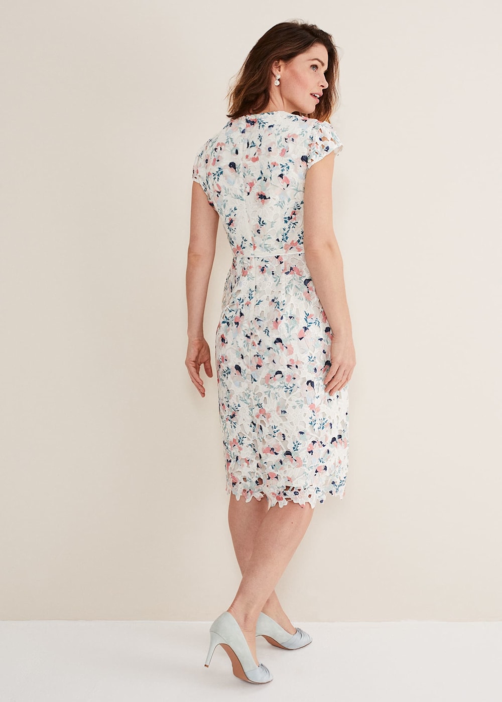 Ivory Floral Lace Dress with Pink Navy Accents Phase Eight Phase Eight UK