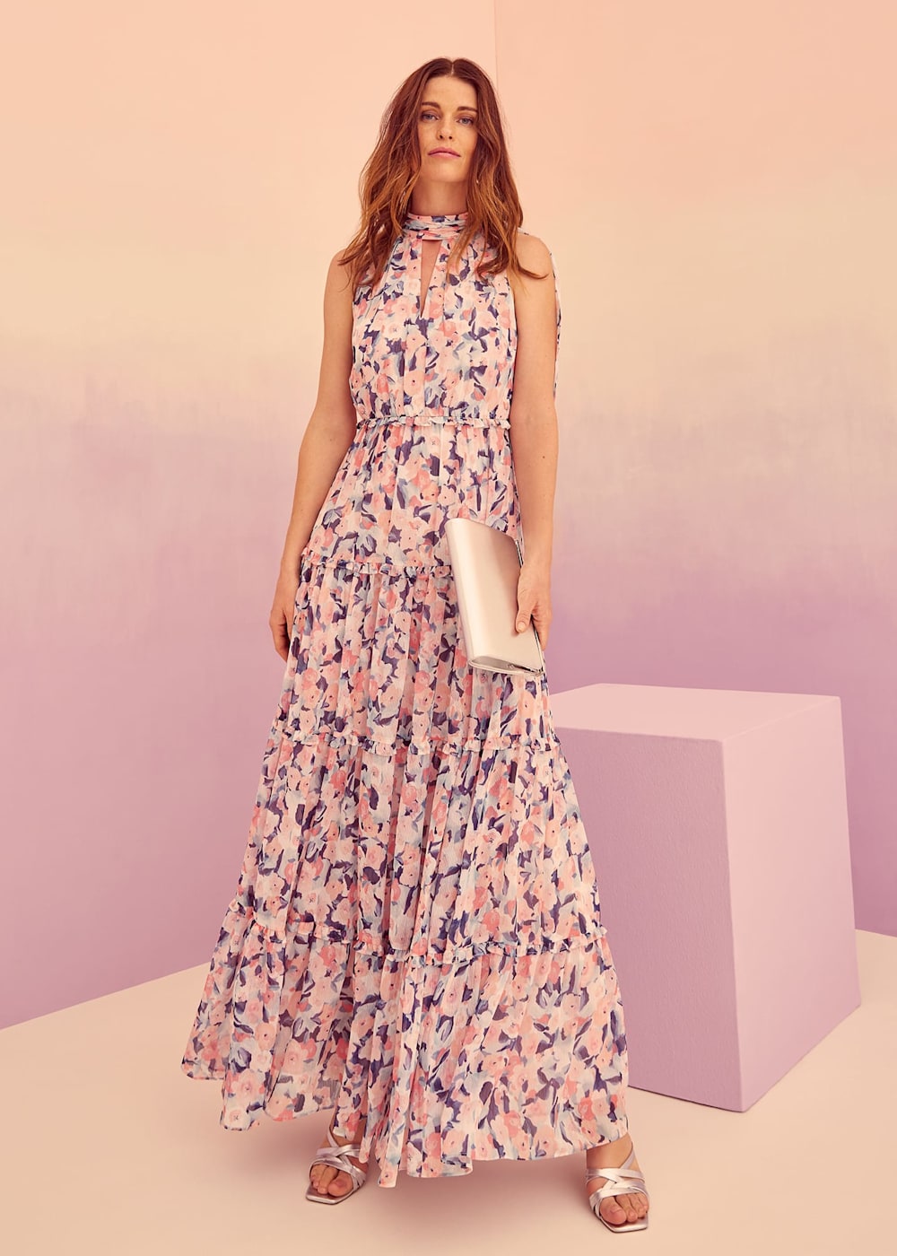 Floral high neck maxi dress new arrivals