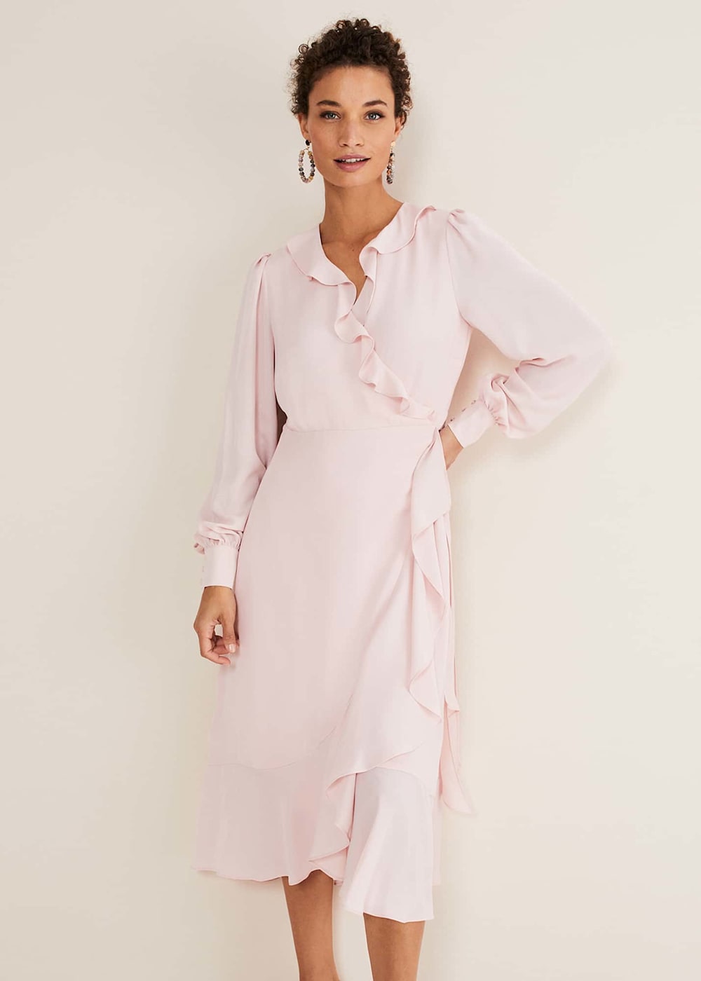 Pink midi ruffle dress top
