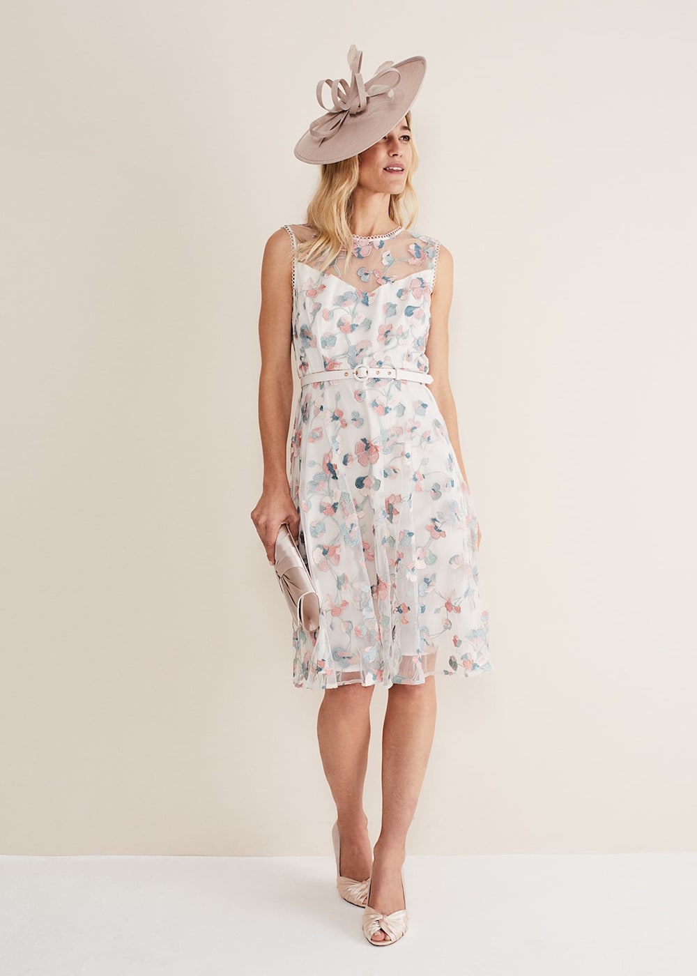 Leighton Floral Embroidered Midi Dress Phase Eight UK