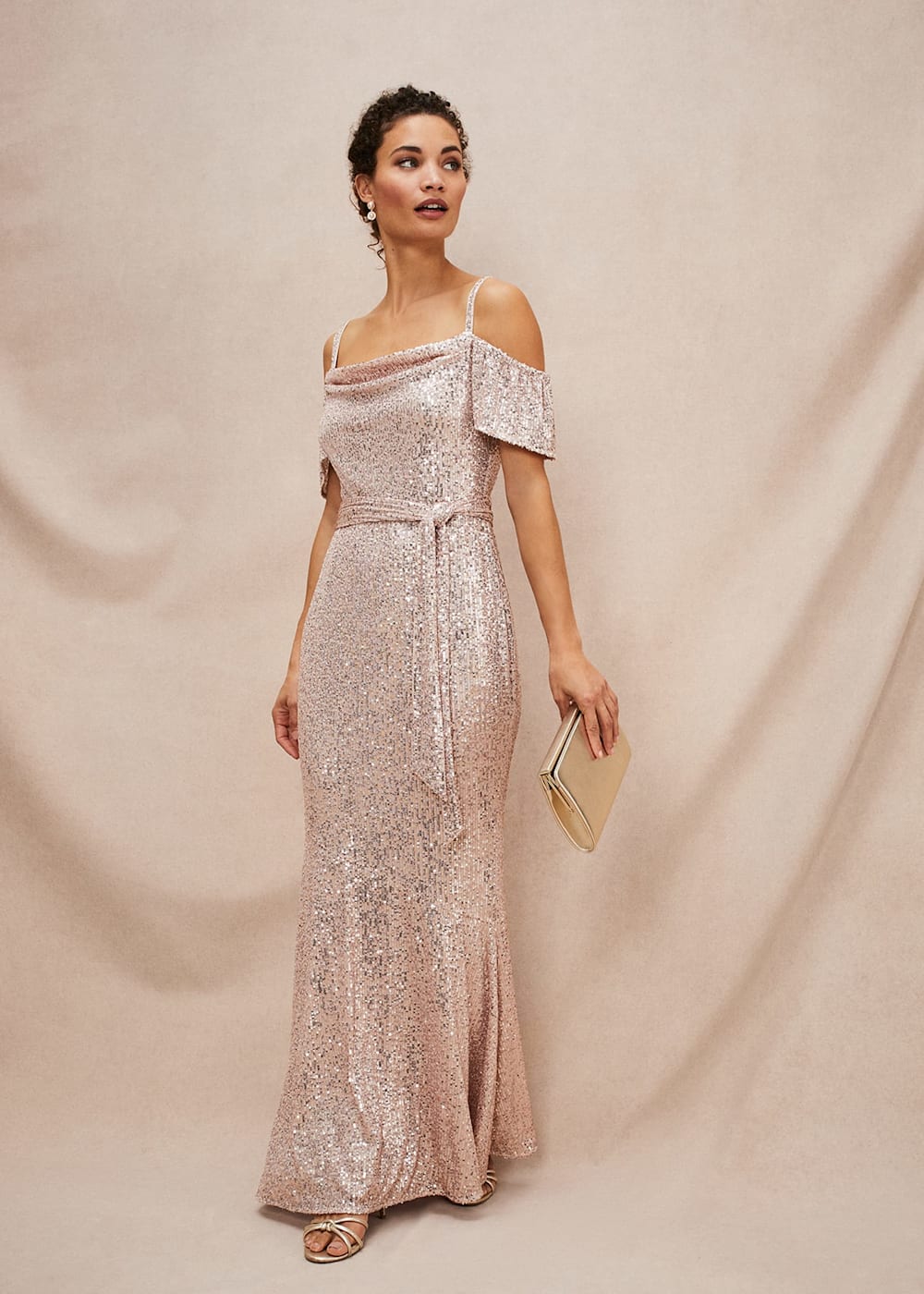 Cold shoulder sequin dress store