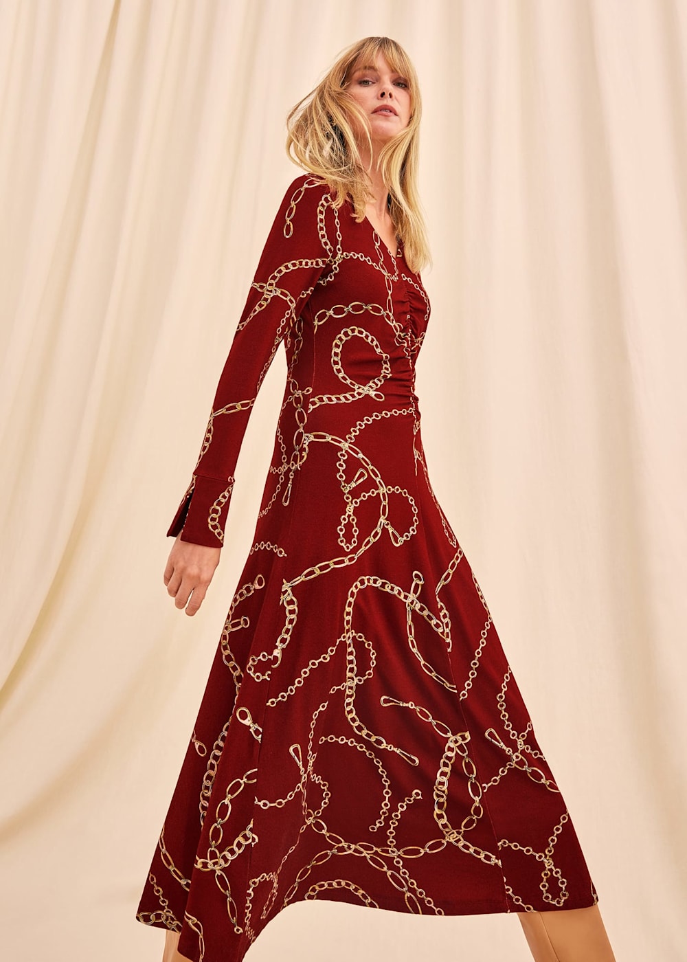 Chain print midi dress deals