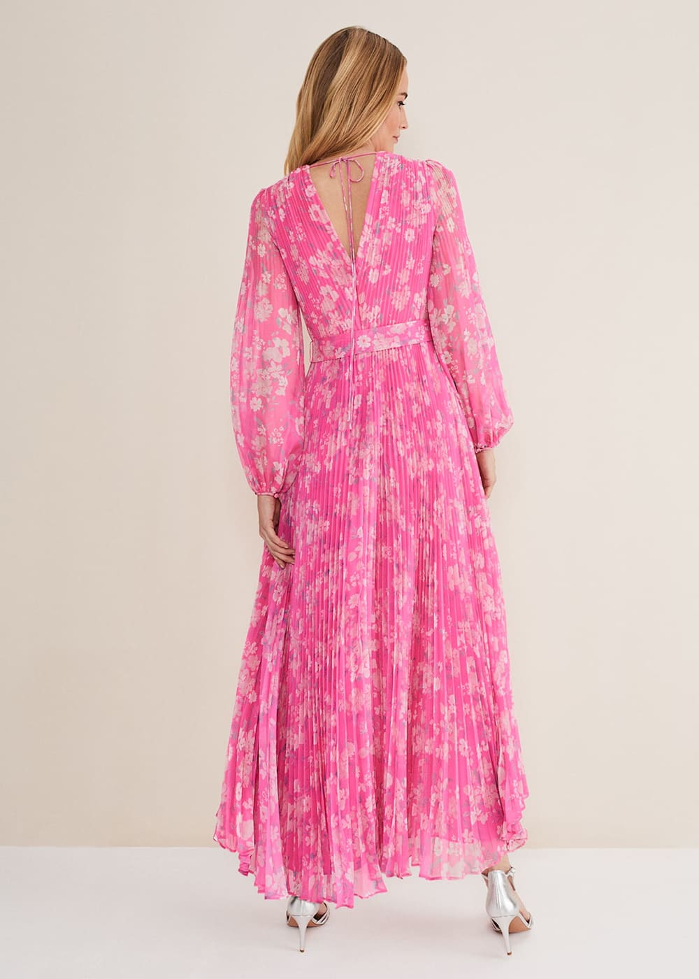 割引価格 Neon Pink Floral Pleated Maxi Dress | Phase Eight | Phase ワンピース