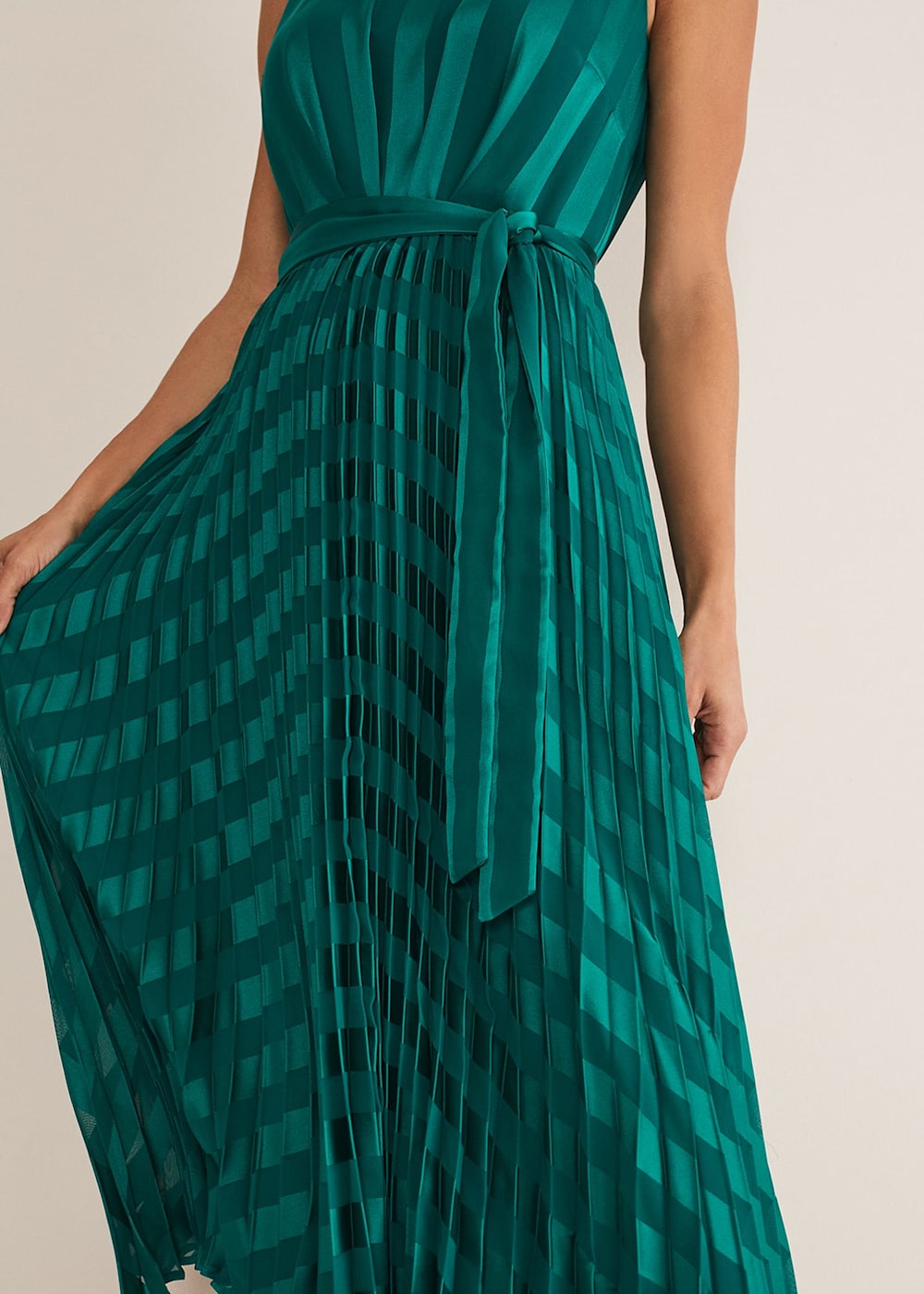 Phase Eight Beverley Stripe Jacquard Midaxi Dress Jade Size 06