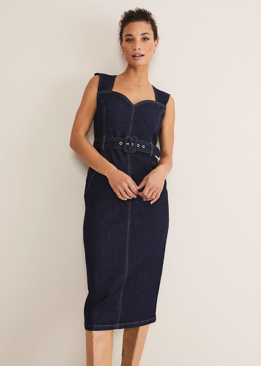 Anwen Fitted Denim Midi Dress Phase Eight UK