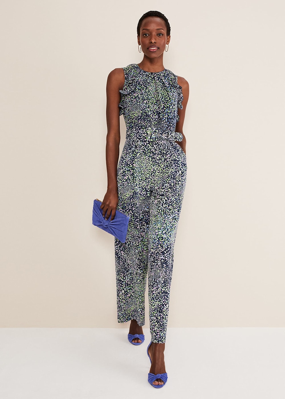 Maggie Ditsy Ruffle Jumpsuit Phase Eight UK