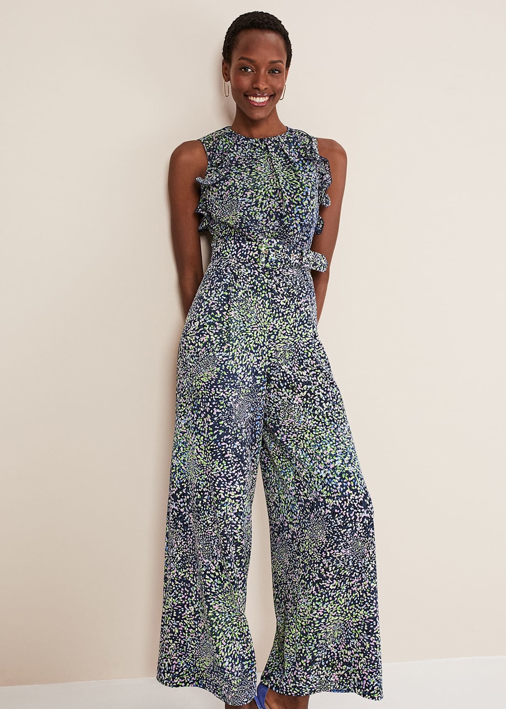 Maggie Ditsy Ruffle Jumpsuit Phase Eight UK