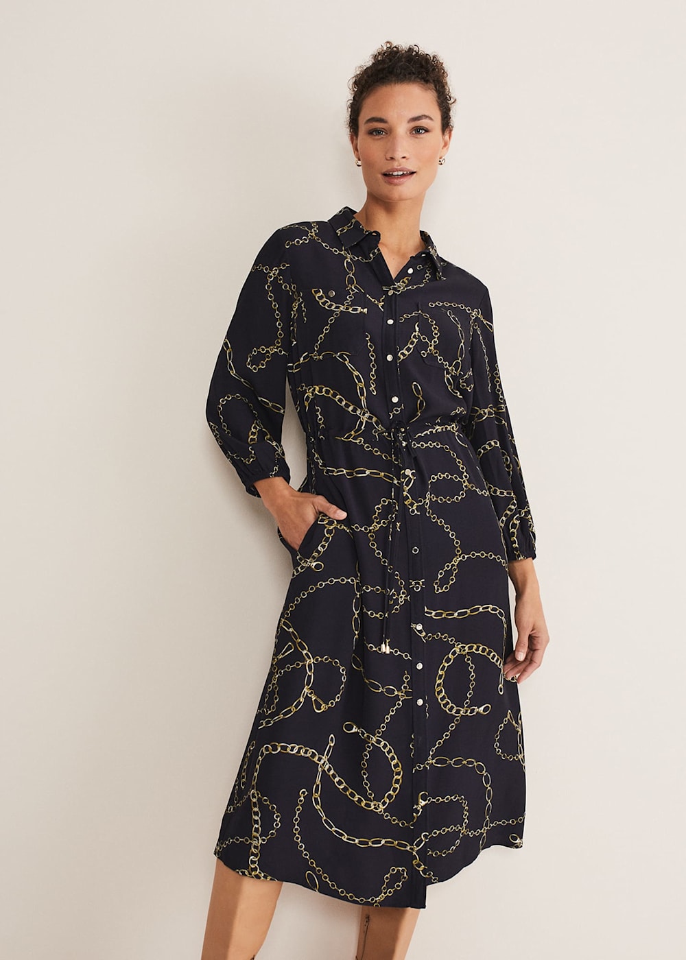 Tana Chain Print Shirt Midi Dress Phase Eight UK