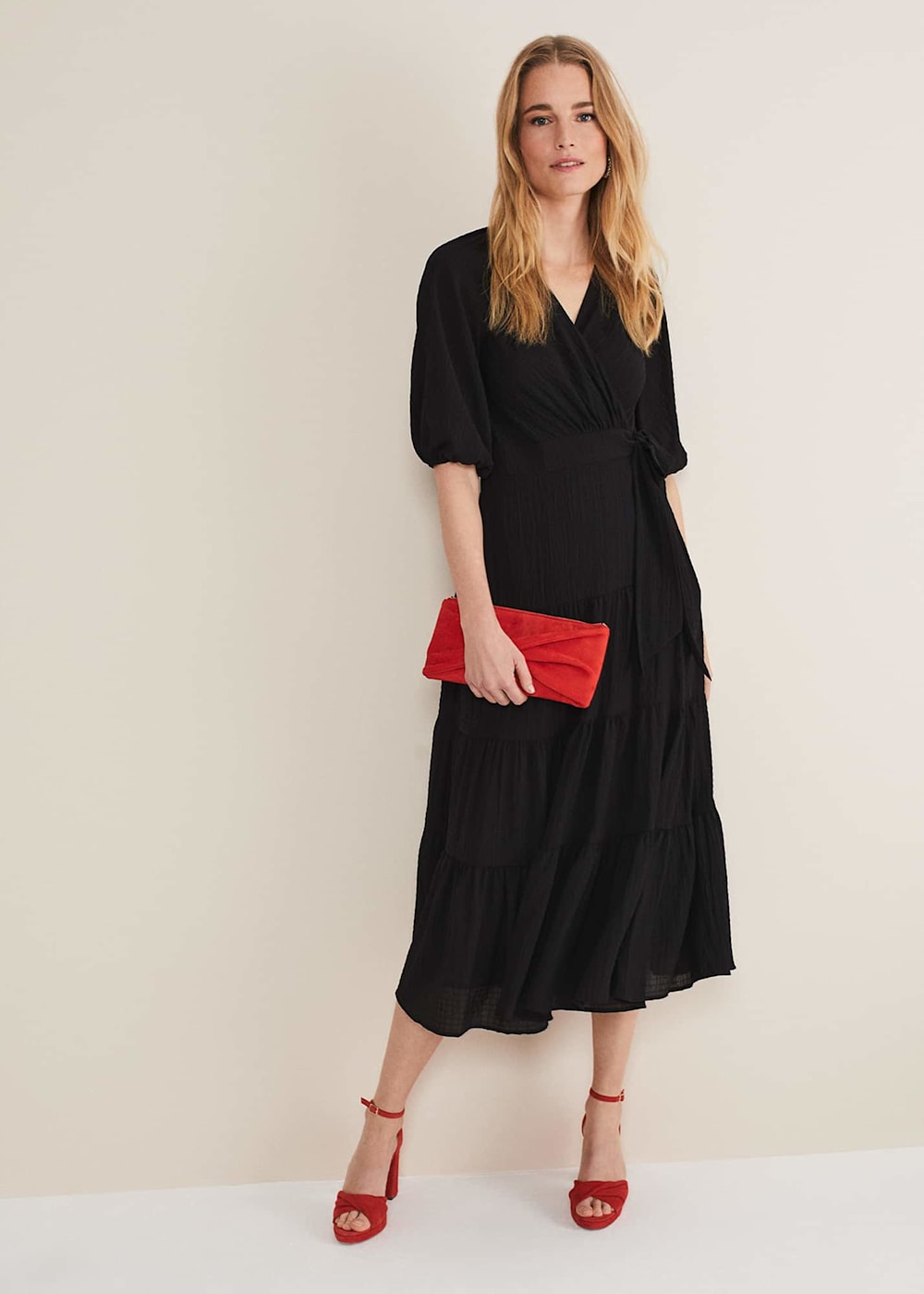 Morven Green Wrap Midi Dress Phase Eight UK