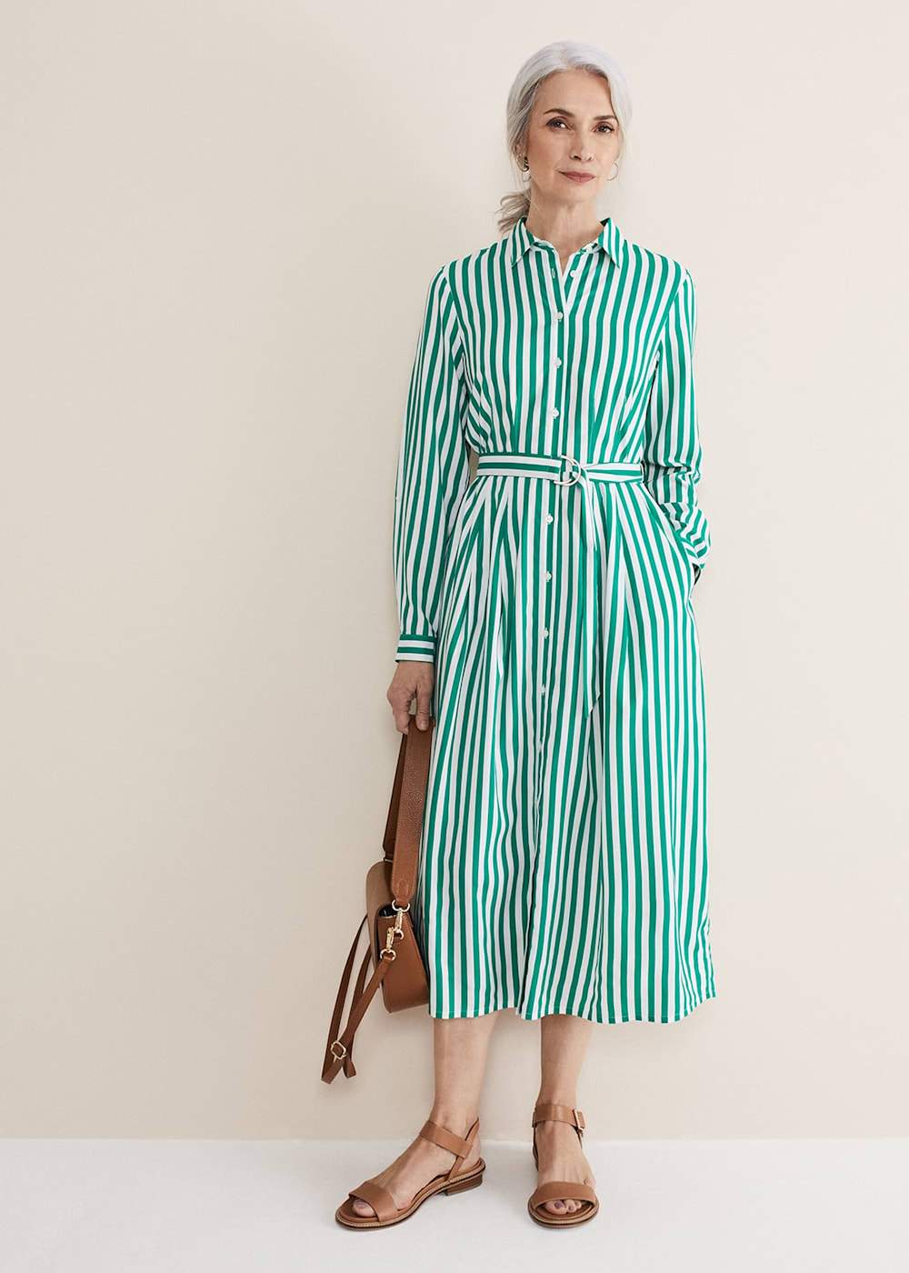 Ida Stripe Shirt Midi Dress Phase Eight UK