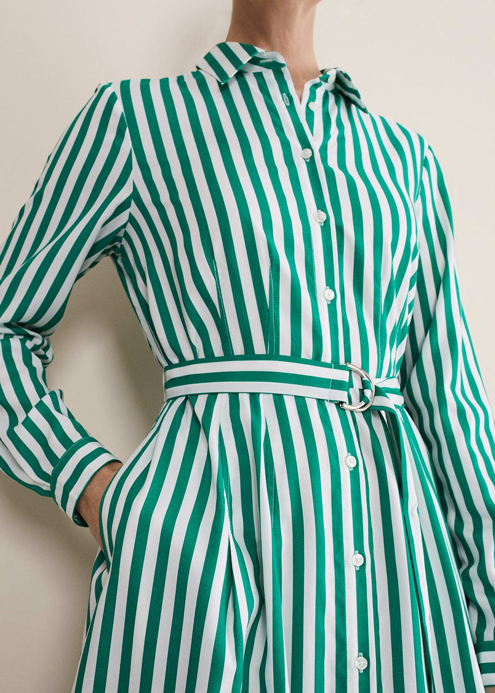 Ida Stripe Shirt Midi Dress Phase Eight UK