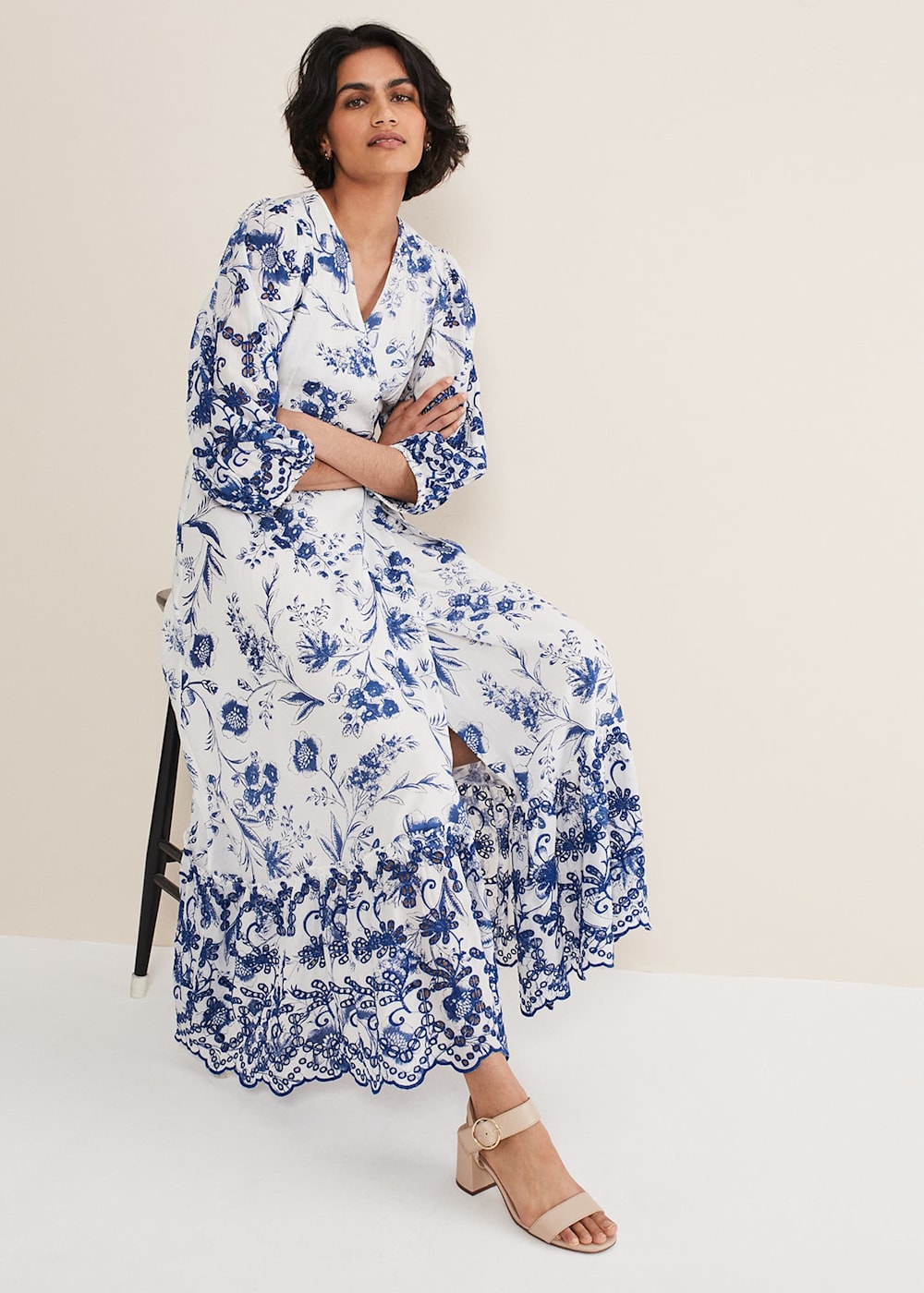 Abriella Floral Broderie Midi Dress Phase Eight UK