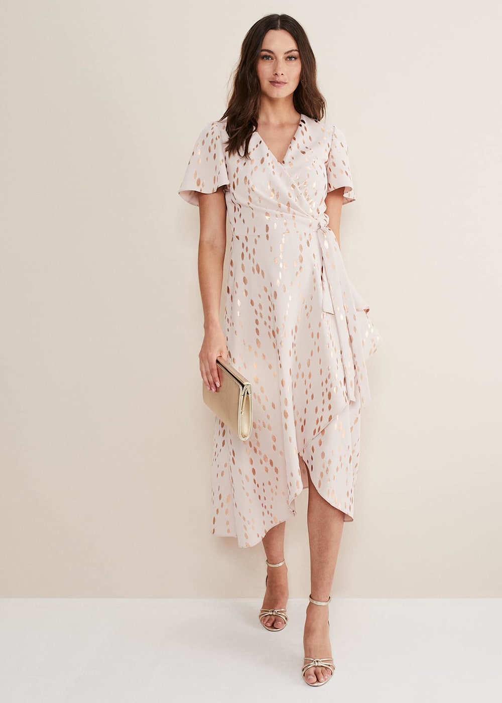 Gold wrap dress uk cheap