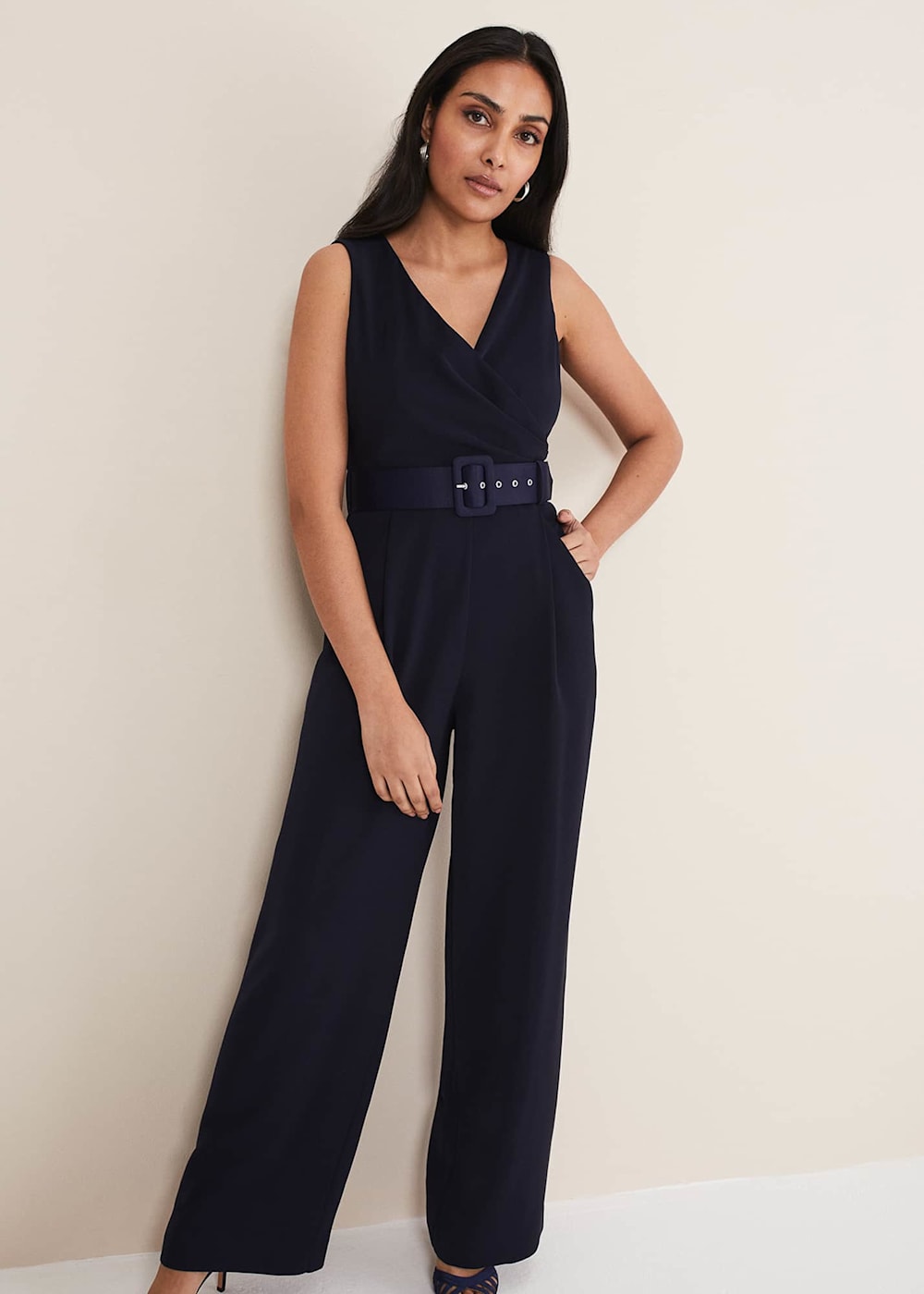 Petite Lissia Navy Wide Leg Jumpsuit Phase Eight UK