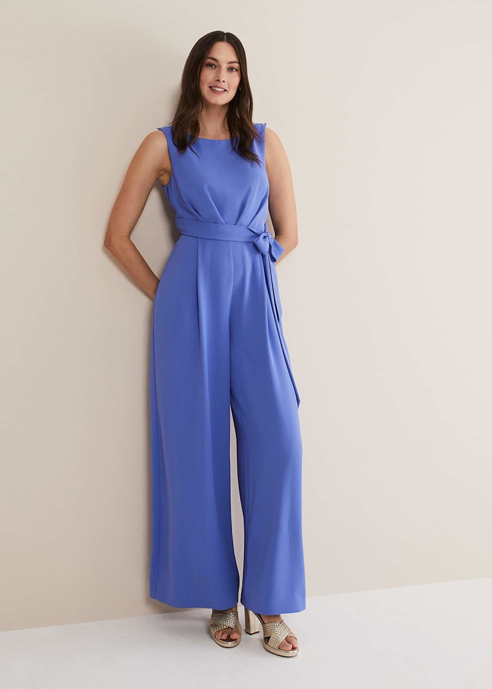 Elaina Blue Wide Leg Jumpsuit Phase Eight UK