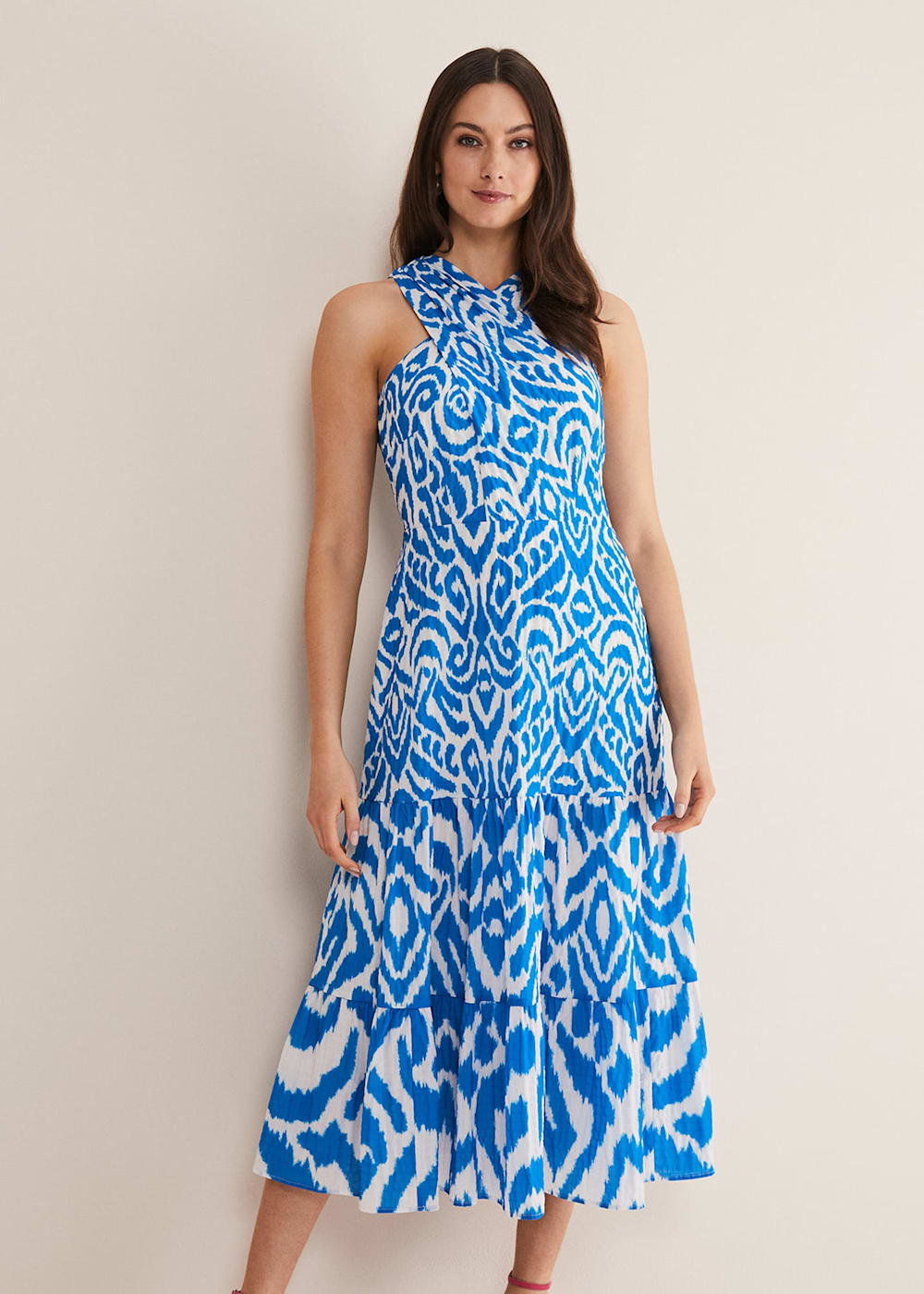 Bella Cross Neck Print Midi Dress Phase Eight UK