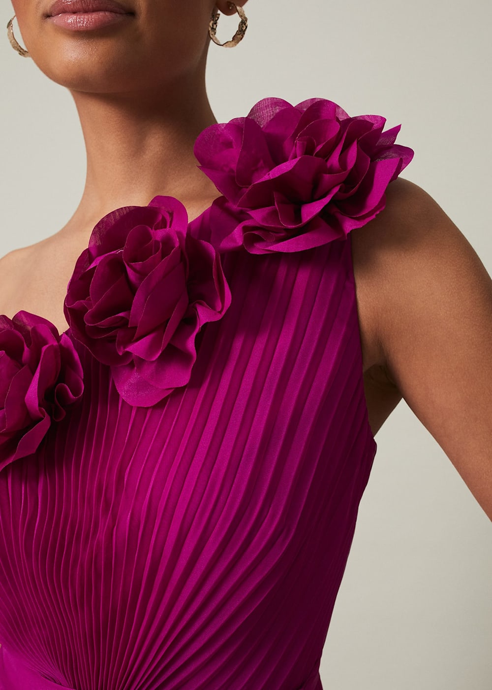 One shoulder pleated maxi dress clearance