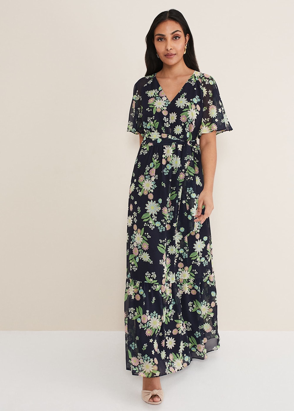 Petite Georgie Floral Tiered Maxi Dress Phase Eight UK