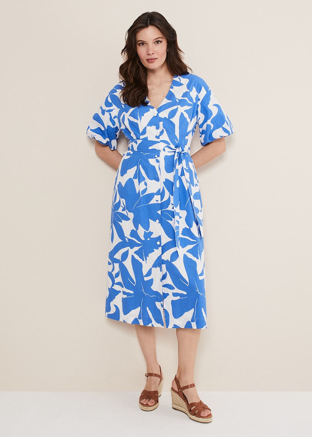 Sienna Cotton Two Colour Midi Dress Phase Eight UK